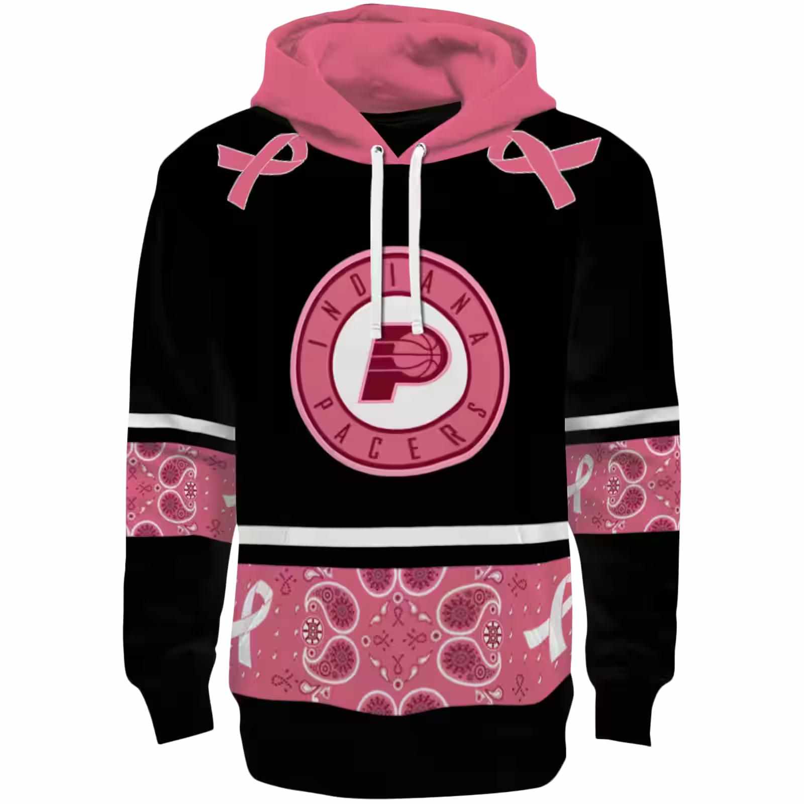 Indiana Pacers Awareness Ribbon Black Pink Hoodie