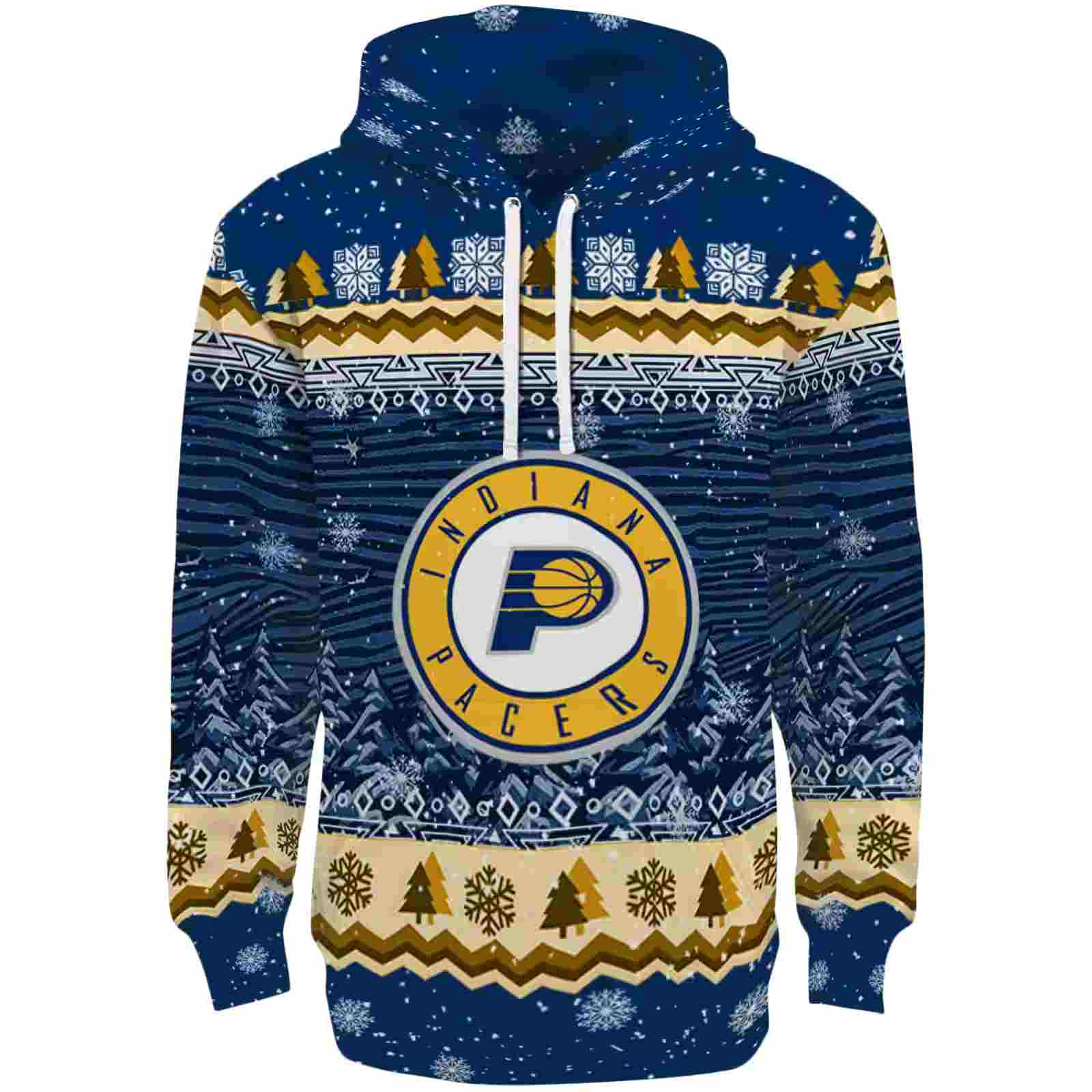 Indiana Pacers Christmas Trees Blue Hoodie