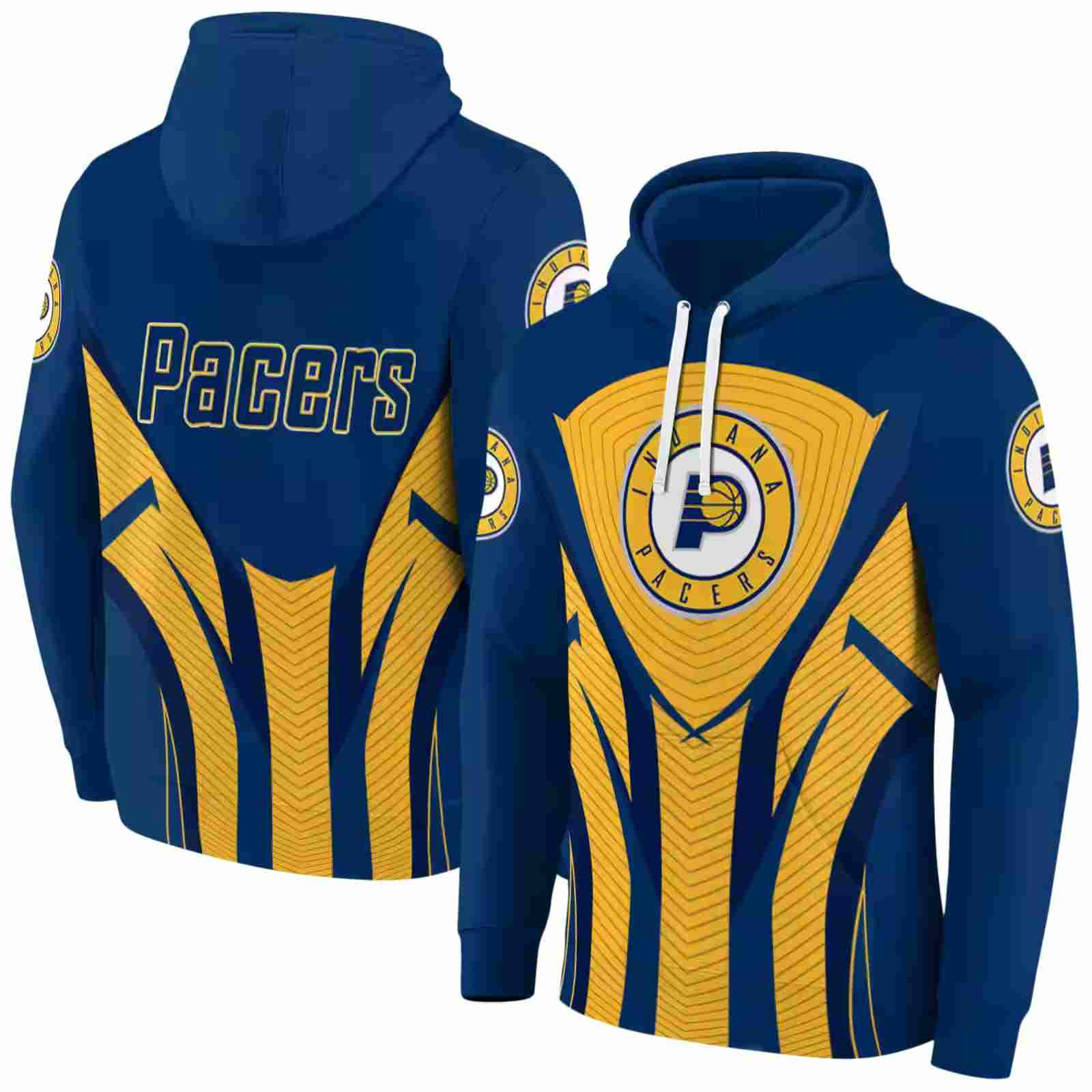 indiana pacers concentric lines blue black hoodie fashion forward