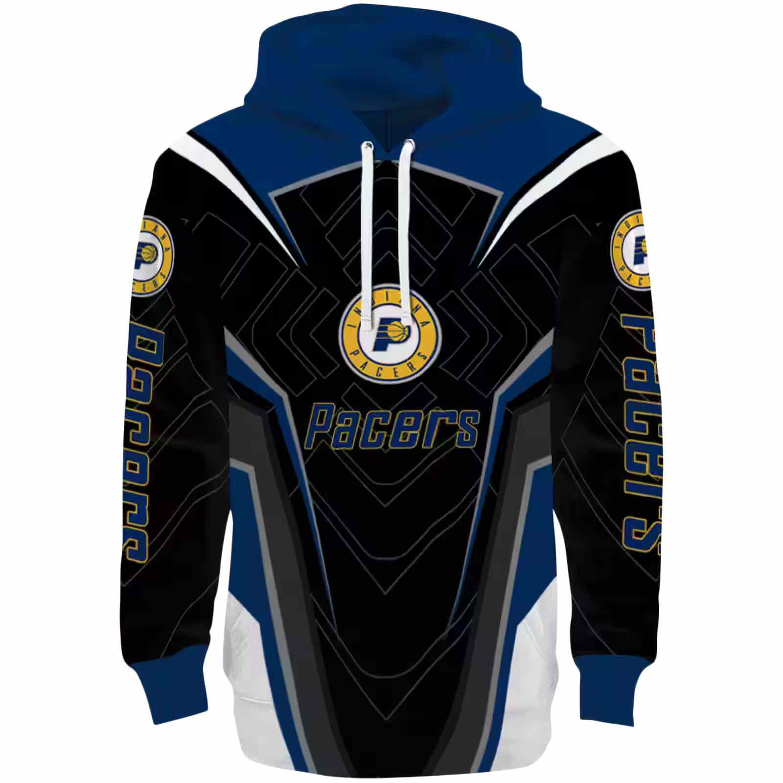 Indiana Pacers Futuristic Pattern Blue Black Hoodie