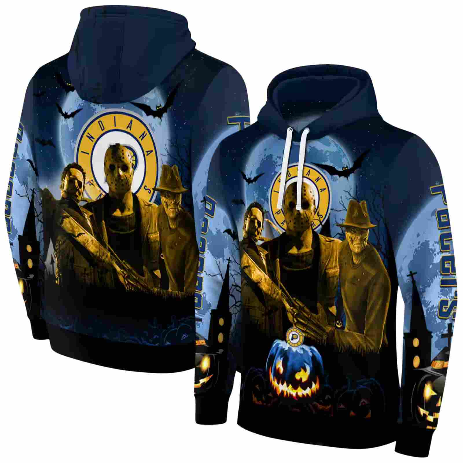 indiana pacers halloween vibes blue black hoodie fashion forward