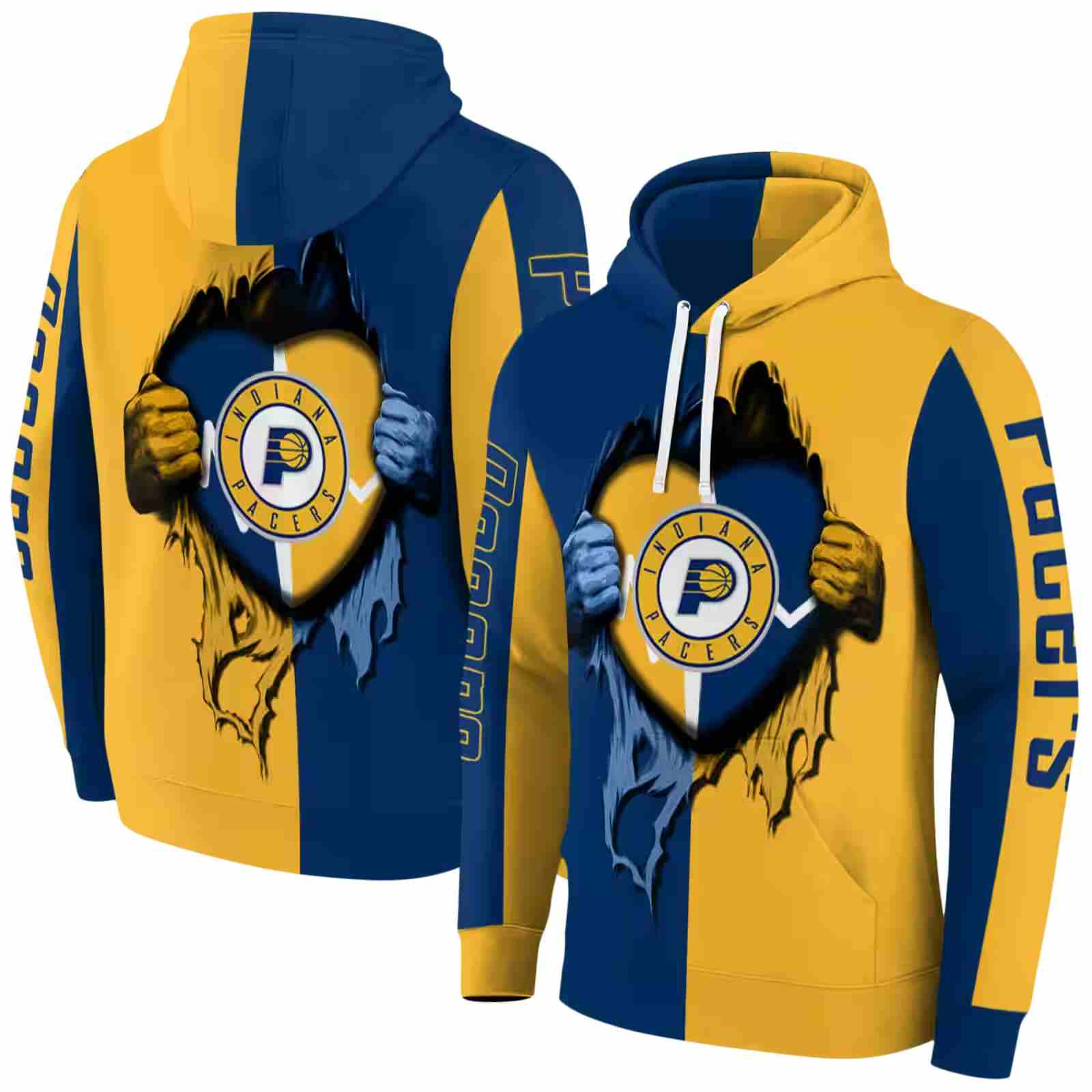 indiana pacers heartbeat graphic blue hoodie fashion forward