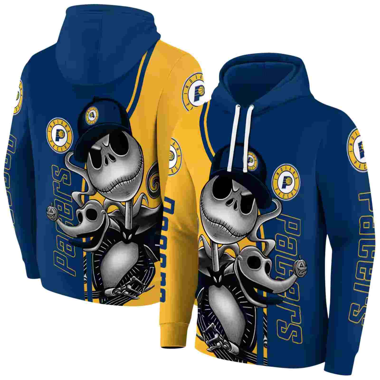 indiana pacers jack skellington blue hoodie fashion forward