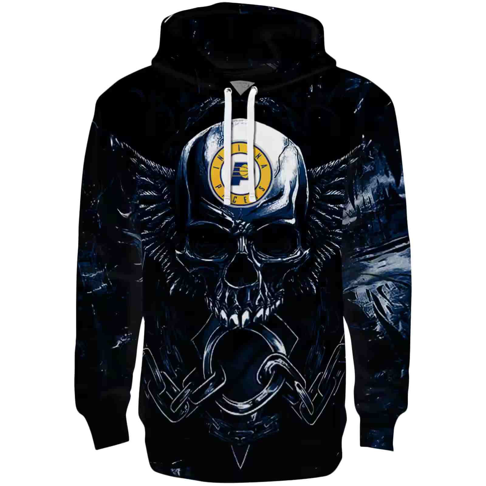 Indiana Pacers Skull Artwork Blue Black Hoodie