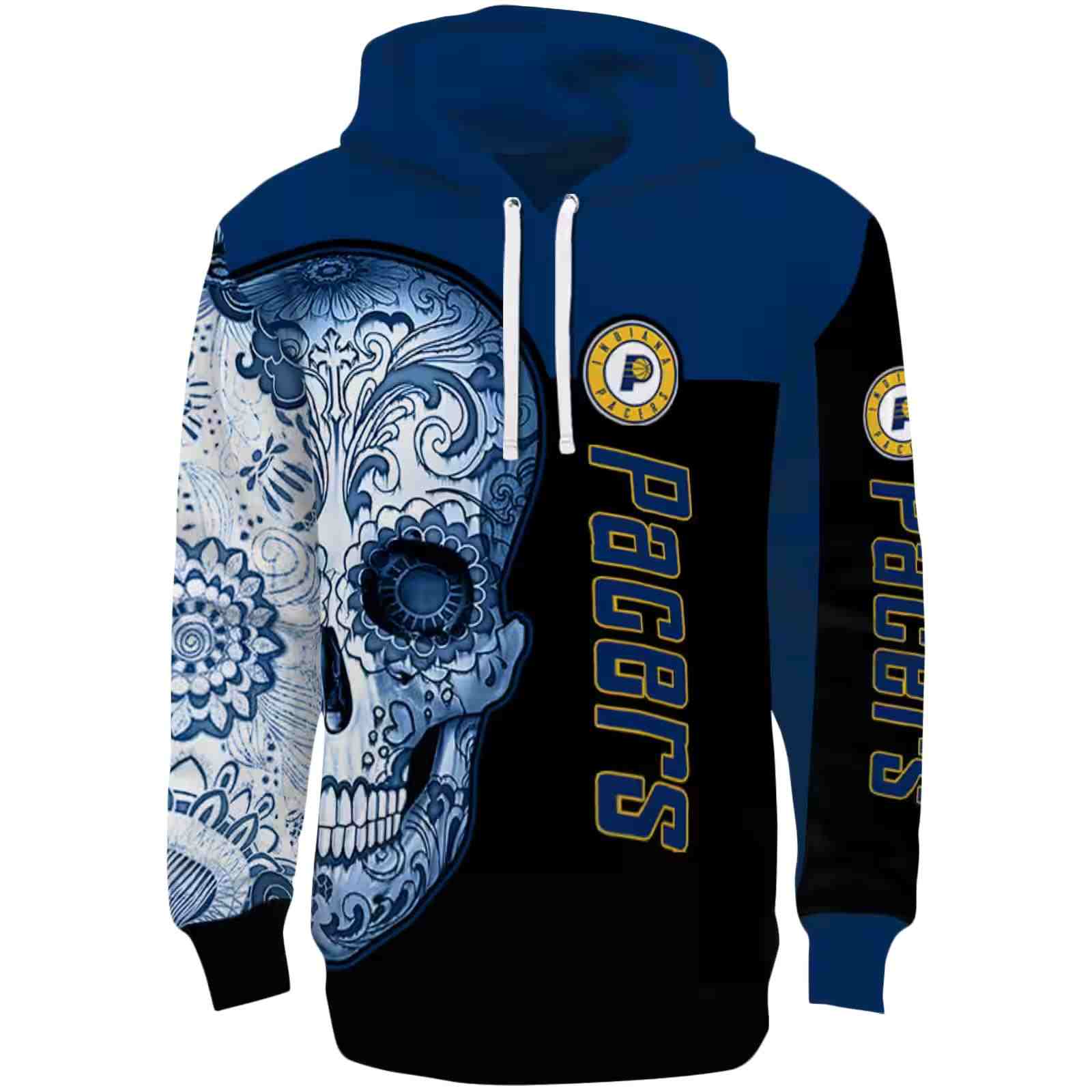 Indiana Pacers Sugar Skull Blue Black Hoodie