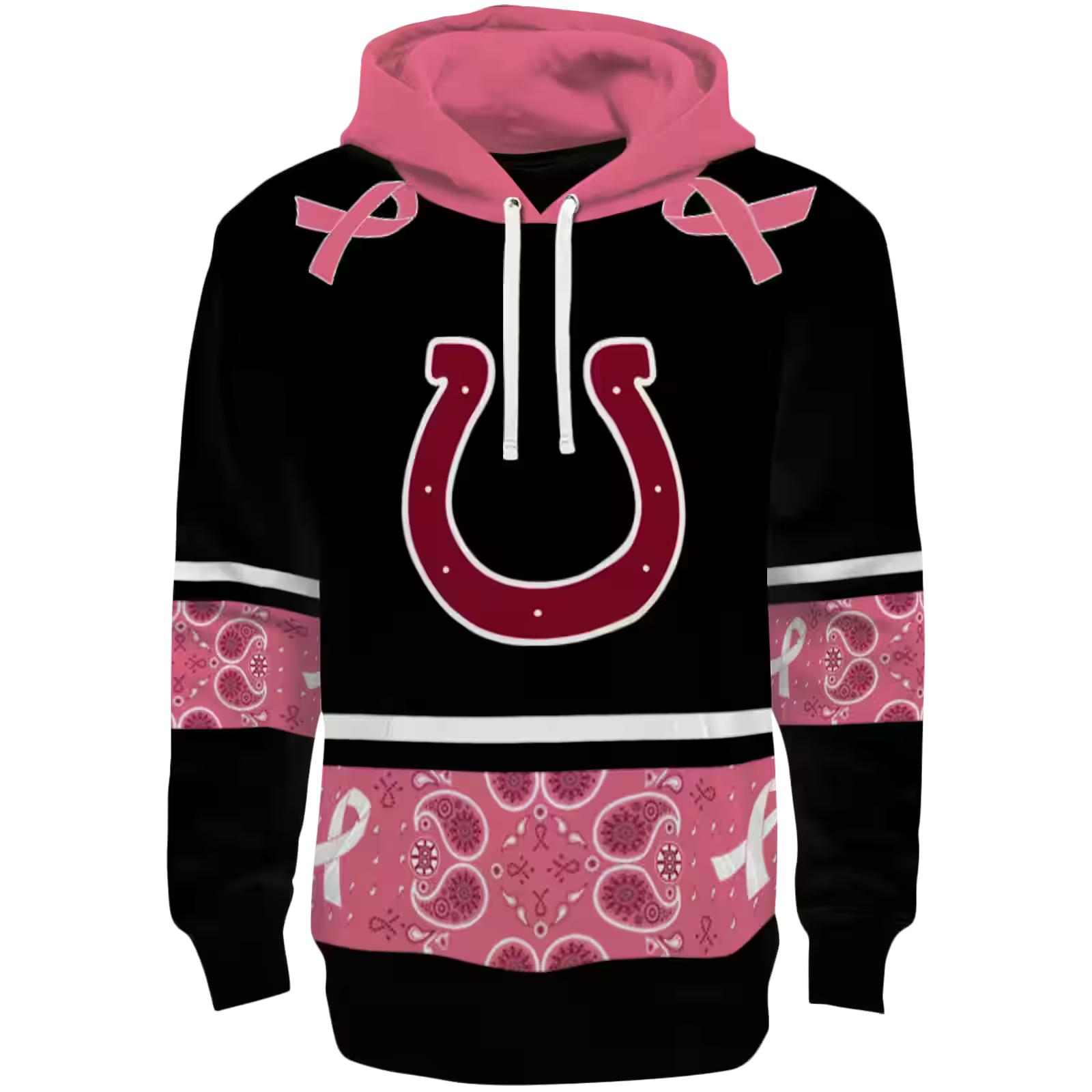 Indianapolis Colts Awareness Ribbon Black Pink Hoodie