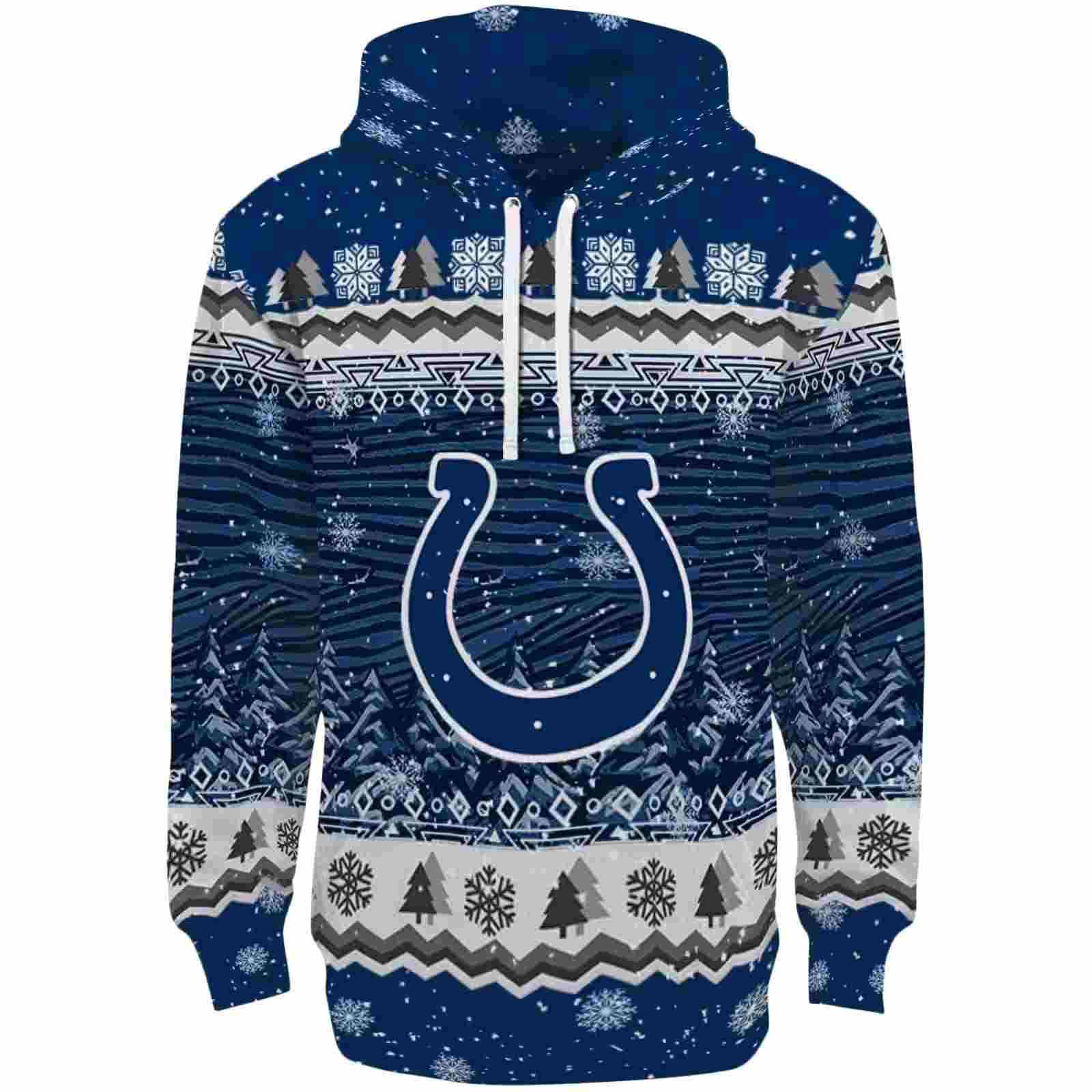 Indianapolis Colts Christmas Trees Blue Hoodie