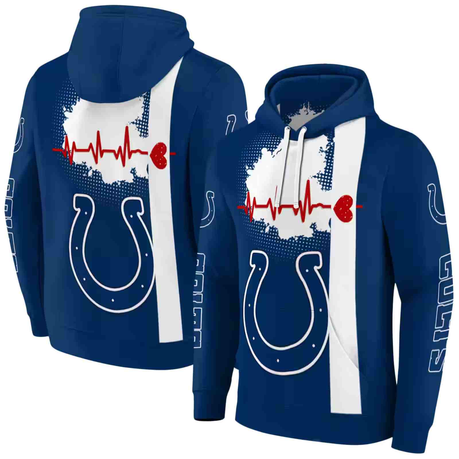 indianapolis colts football heartbeat blue hoodie fashion forward