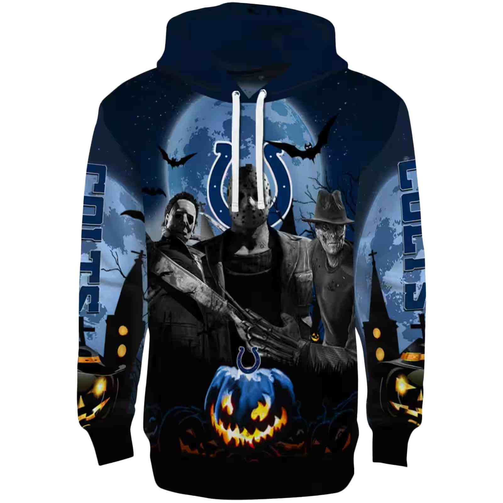 Indianapolis Colts Halloween Vibes Blue Black Hoodie