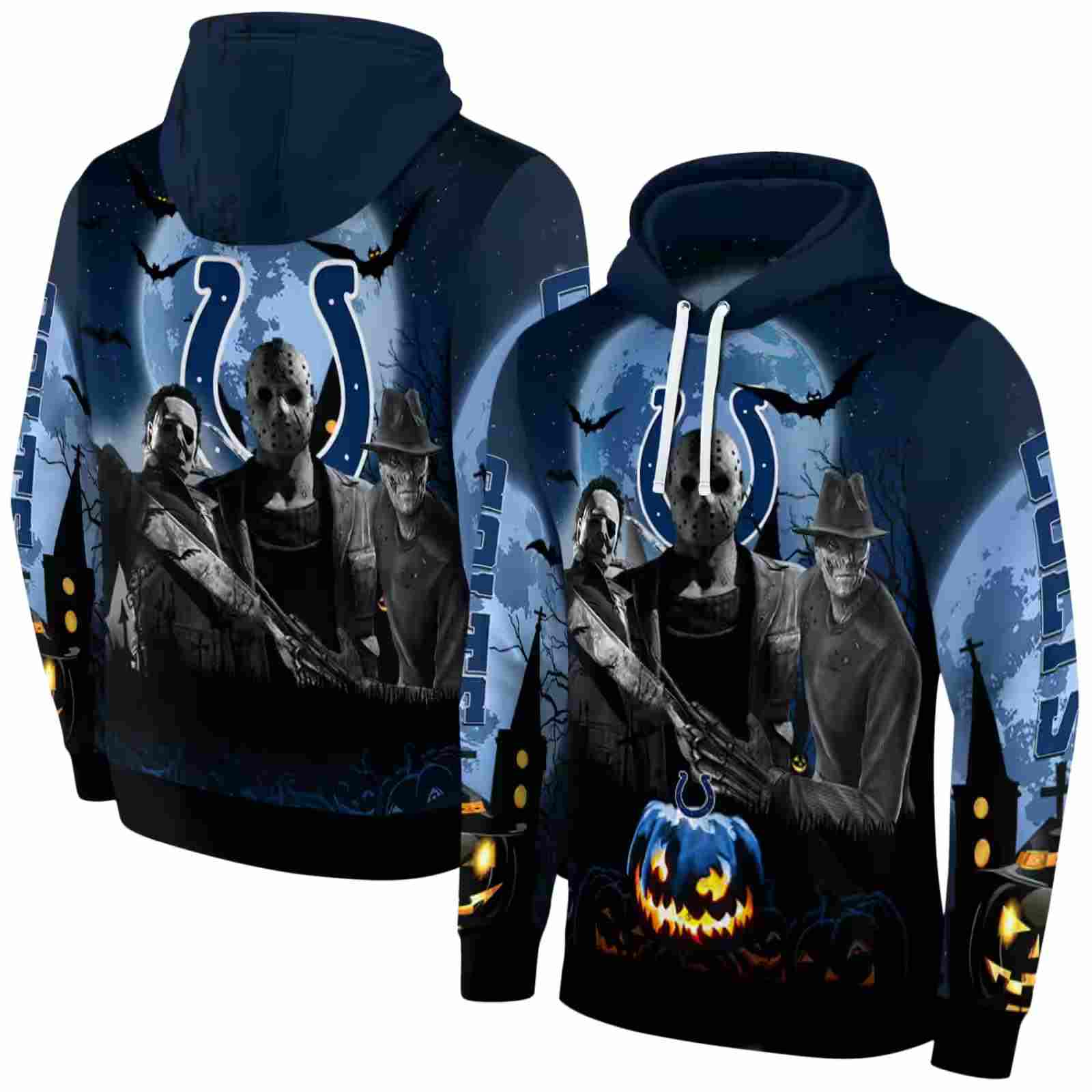 indianapolis colts halloween vibes blue black hoodie fashion forward