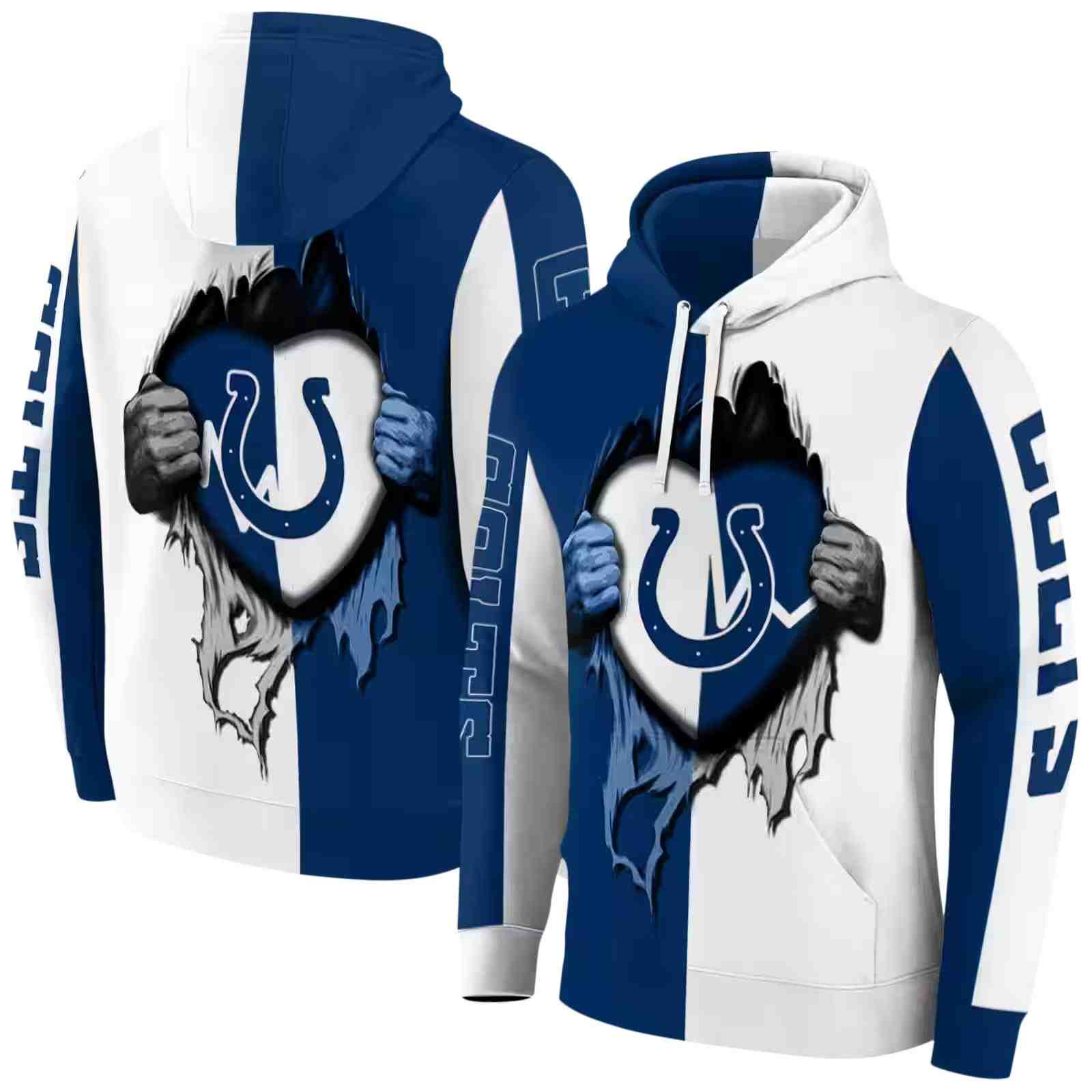 indianapolis colts heartbeat graphic blue hoodie fashion forward