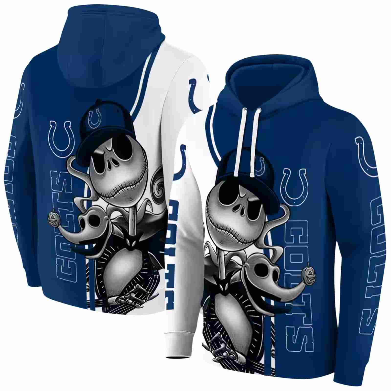 indianapolis colts jack skellington blue hoodie fashion forward