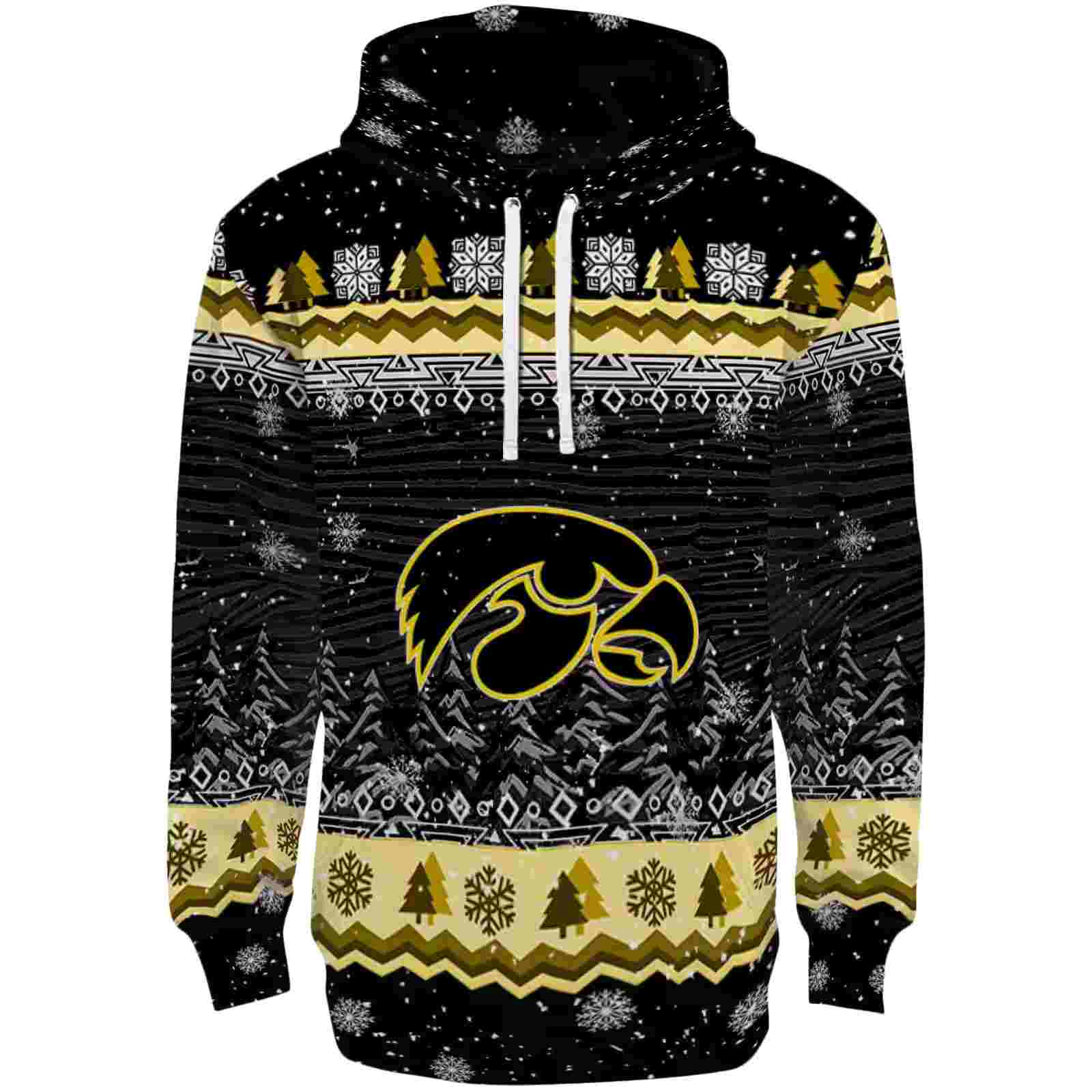 Iowa Hawkeyes Christmas Trees Black Hoodie