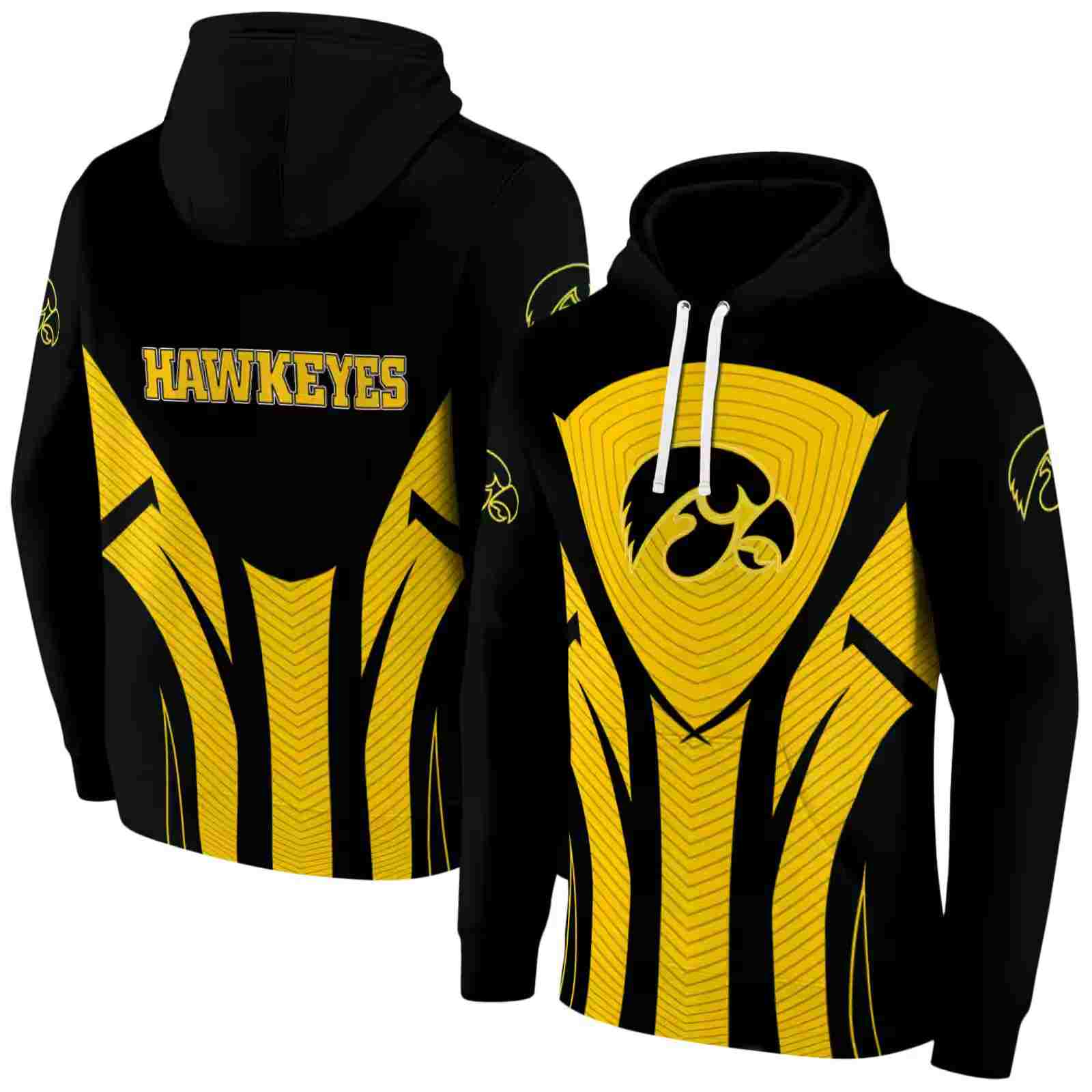 iowa hawkeyes concentric lines black hoodie fashion forward