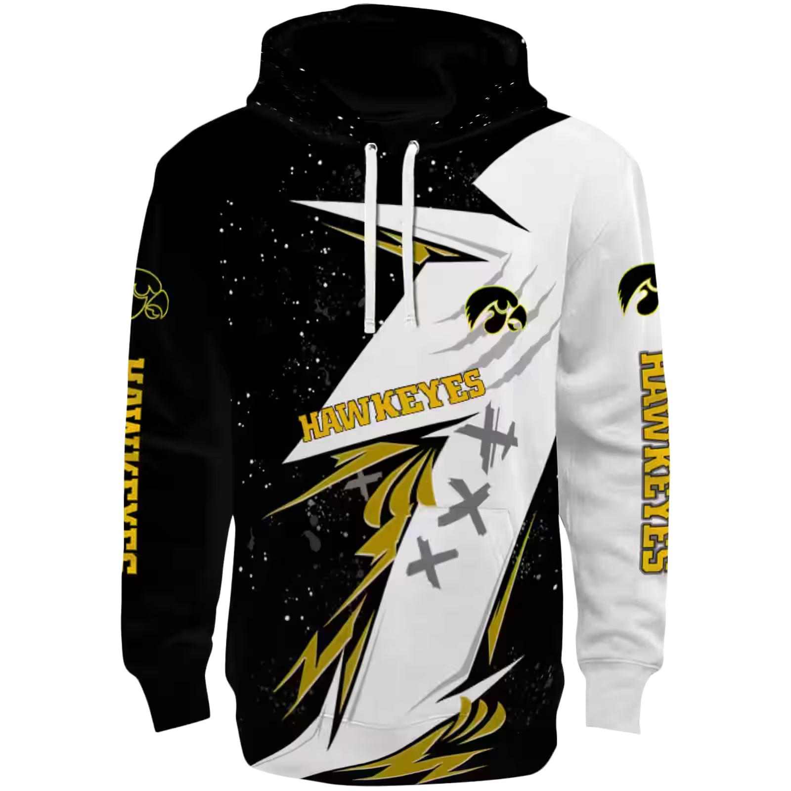 Iowa Hawkeyes Dynamic Slash Black White Hoodie