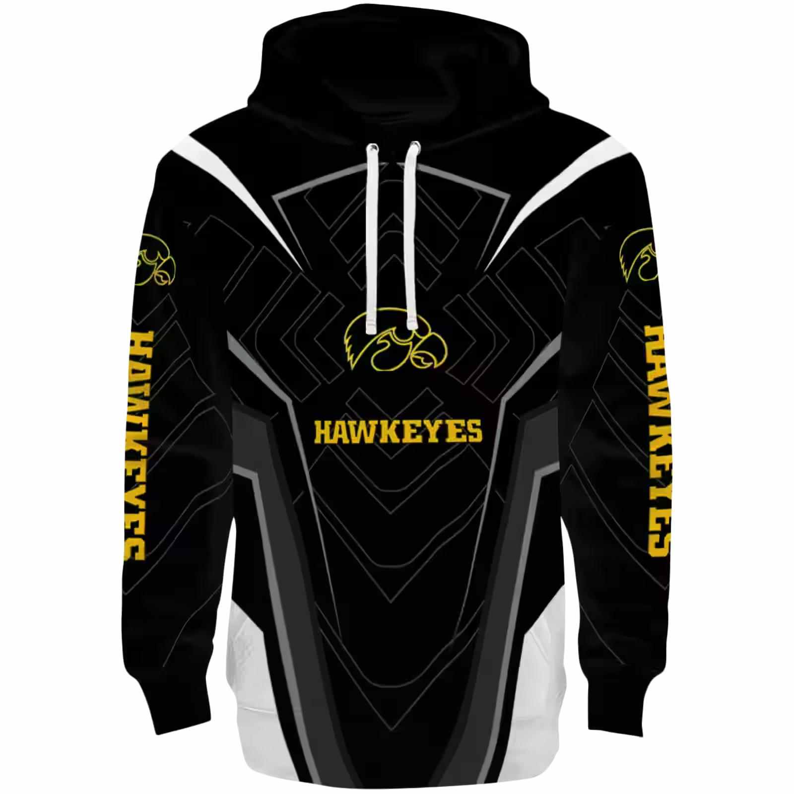 Iowa Hawkeyes Futuristic Pattern Black Hoodie