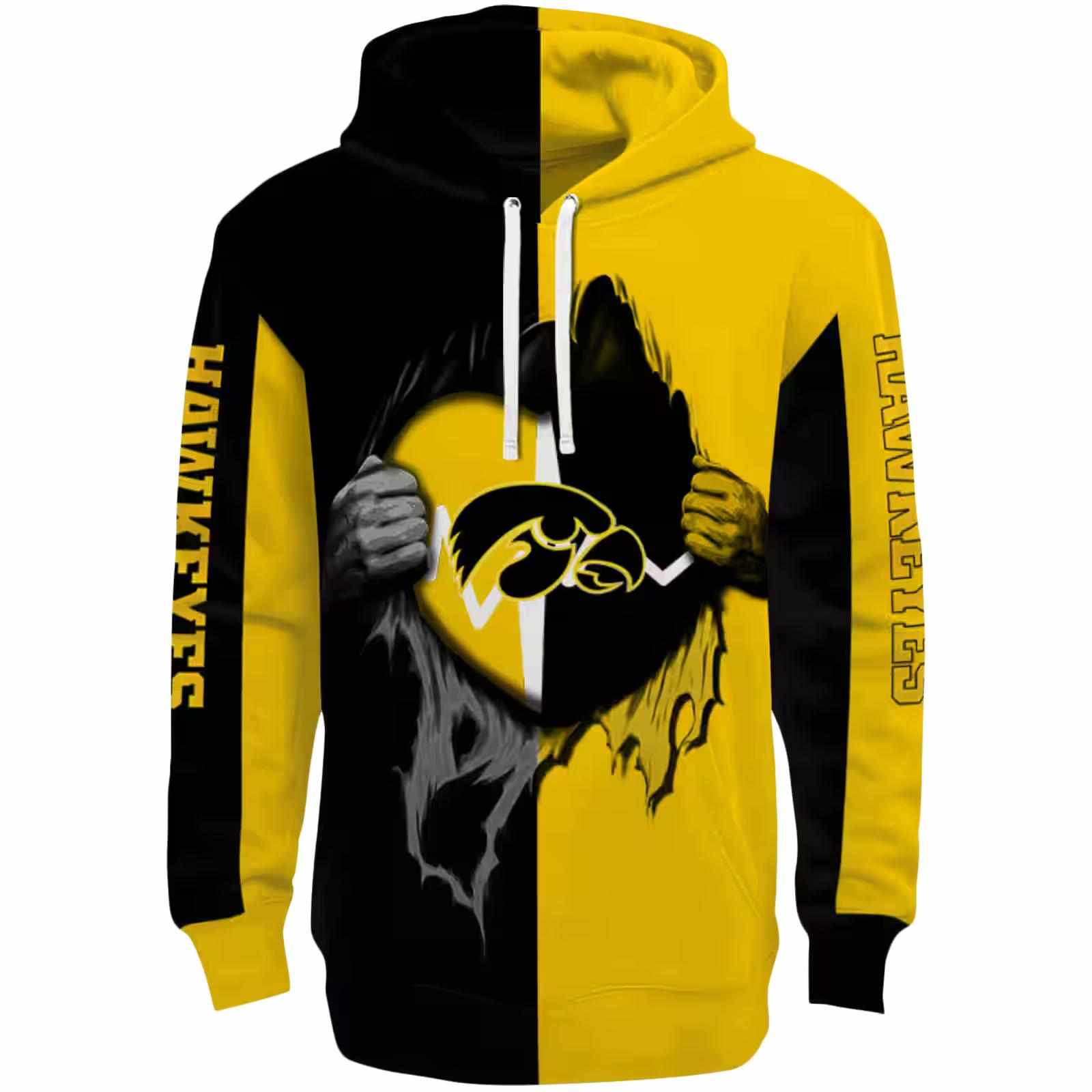 Iowa Hawkeyes Heartbeat Graphic Black Hoodie