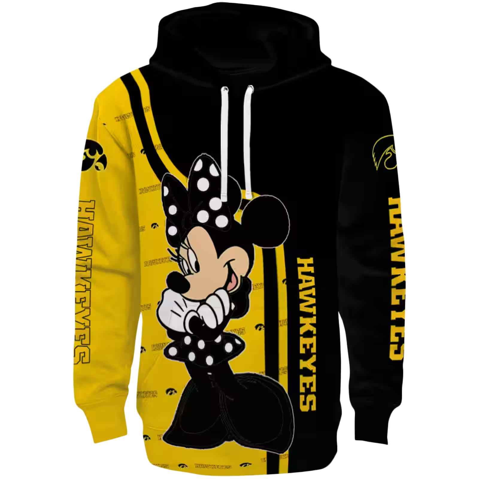 Iowa Hawkeyes Minnie Mouse Black Hoodie