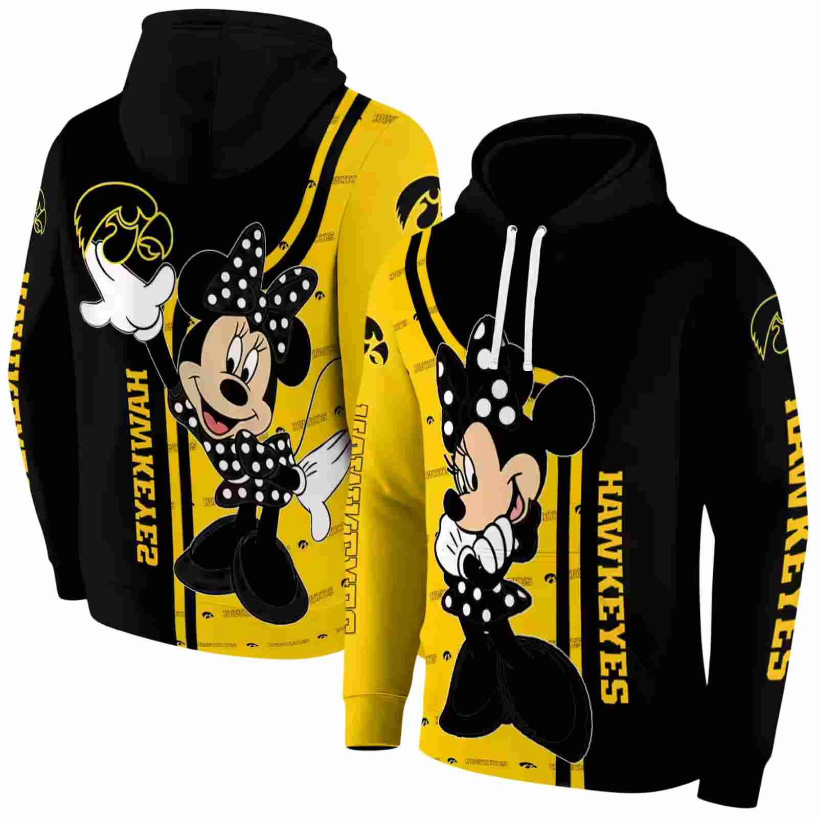 iowa hawkeyes minnie mouse black hoodie fashion forward