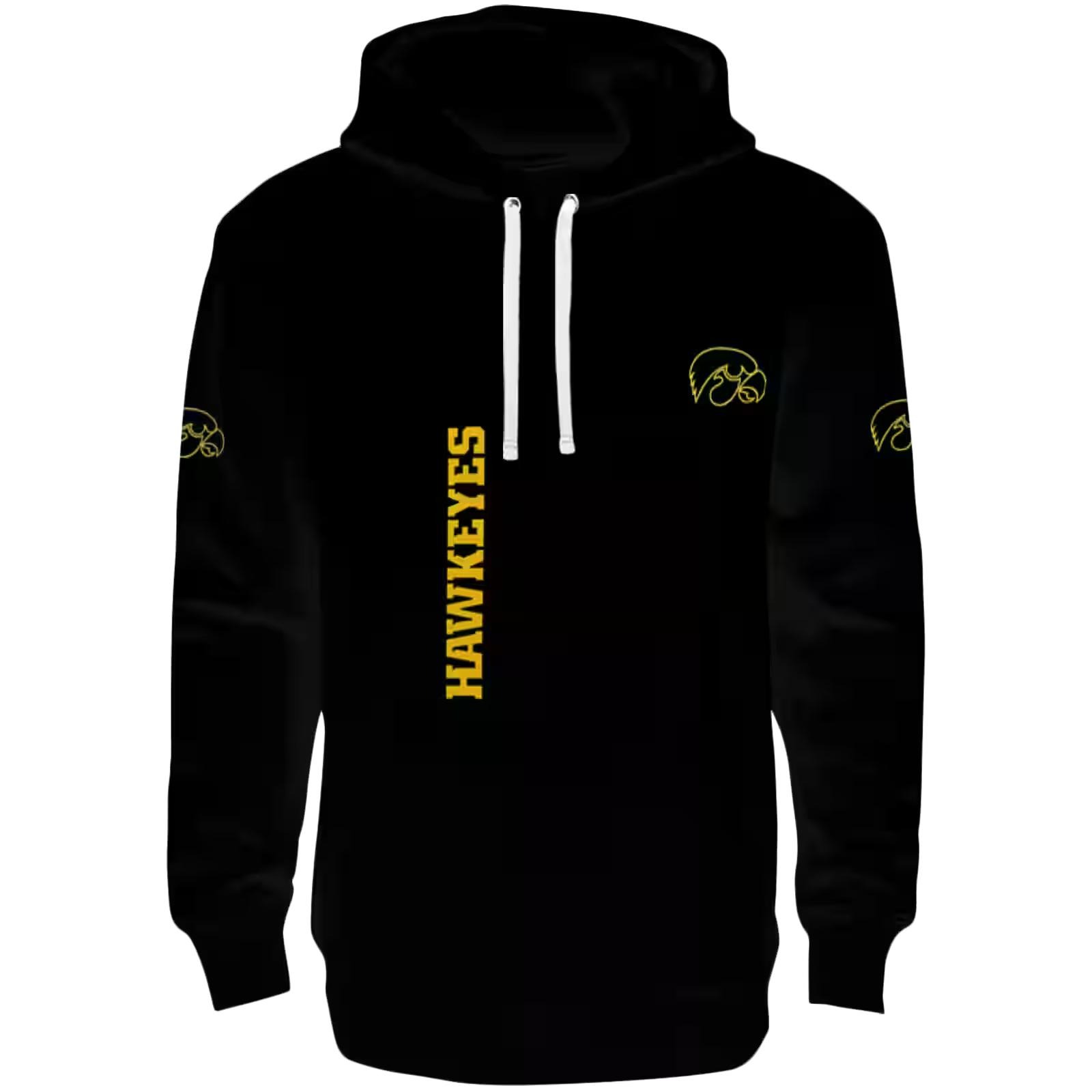 Iowa Hawkeyes Monogram Pattern Black Hoodie