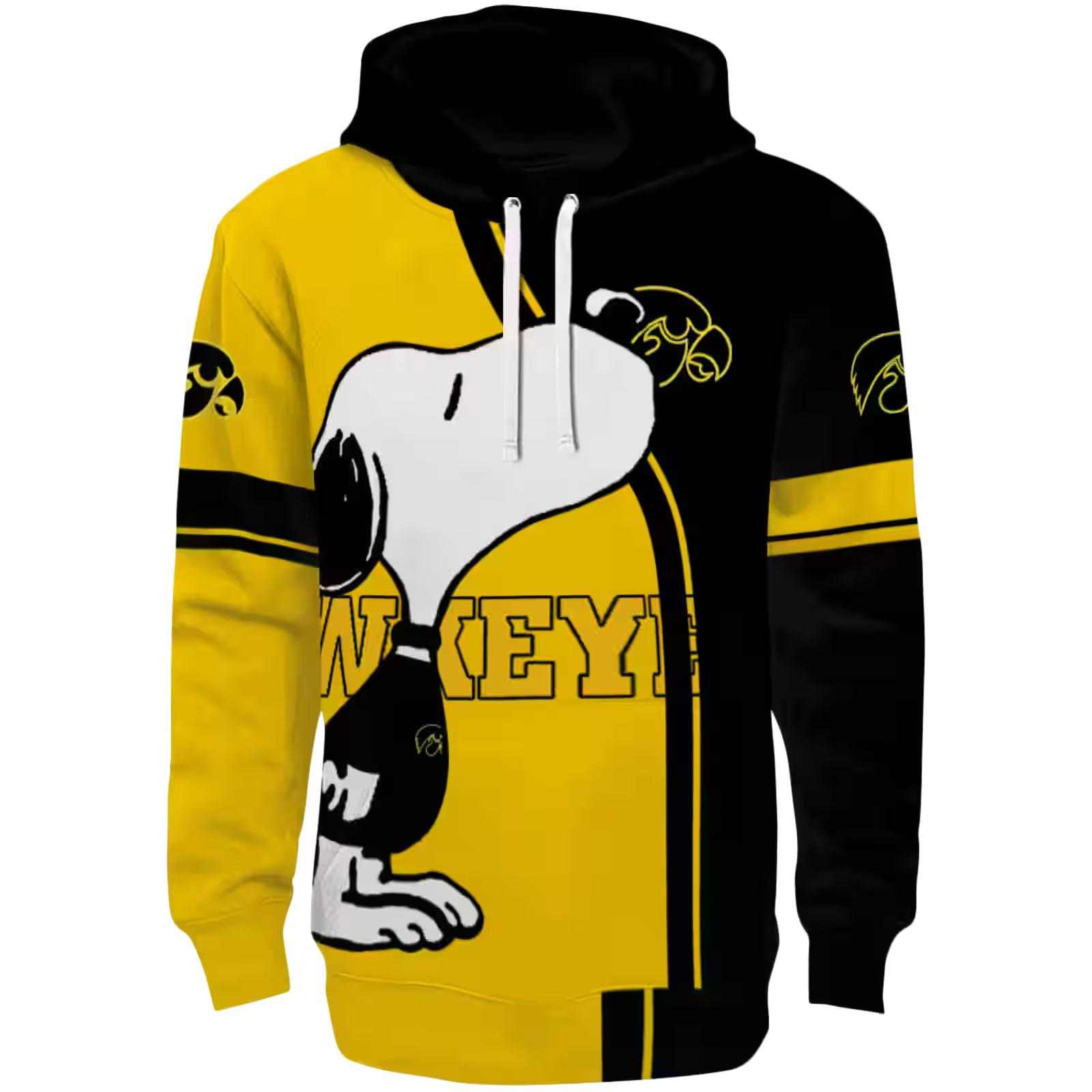 Iowa Hawkeyes Playful Snoopy Black Hoodie