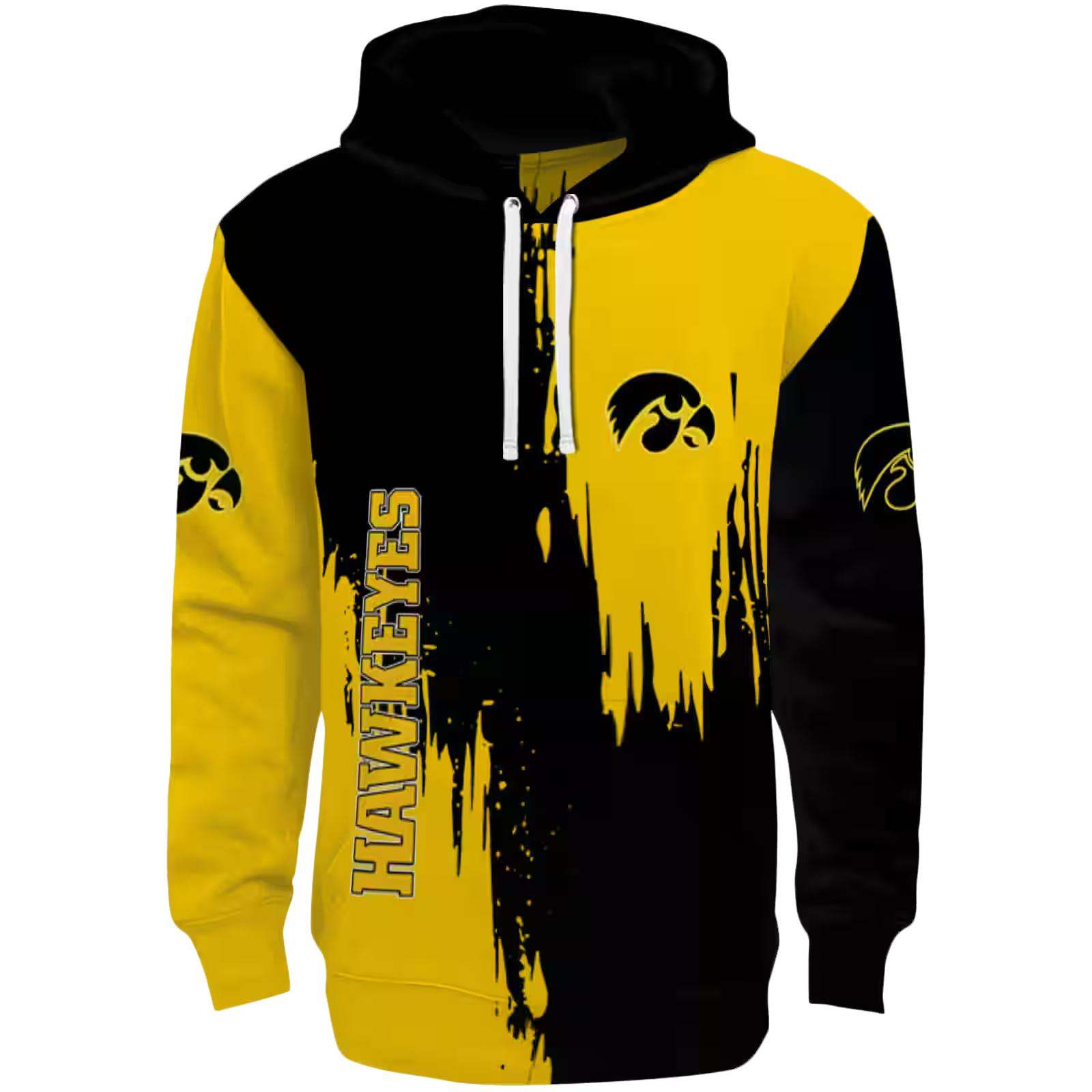 Iowa Hawkeyes Splatter Effect Black Hoodie