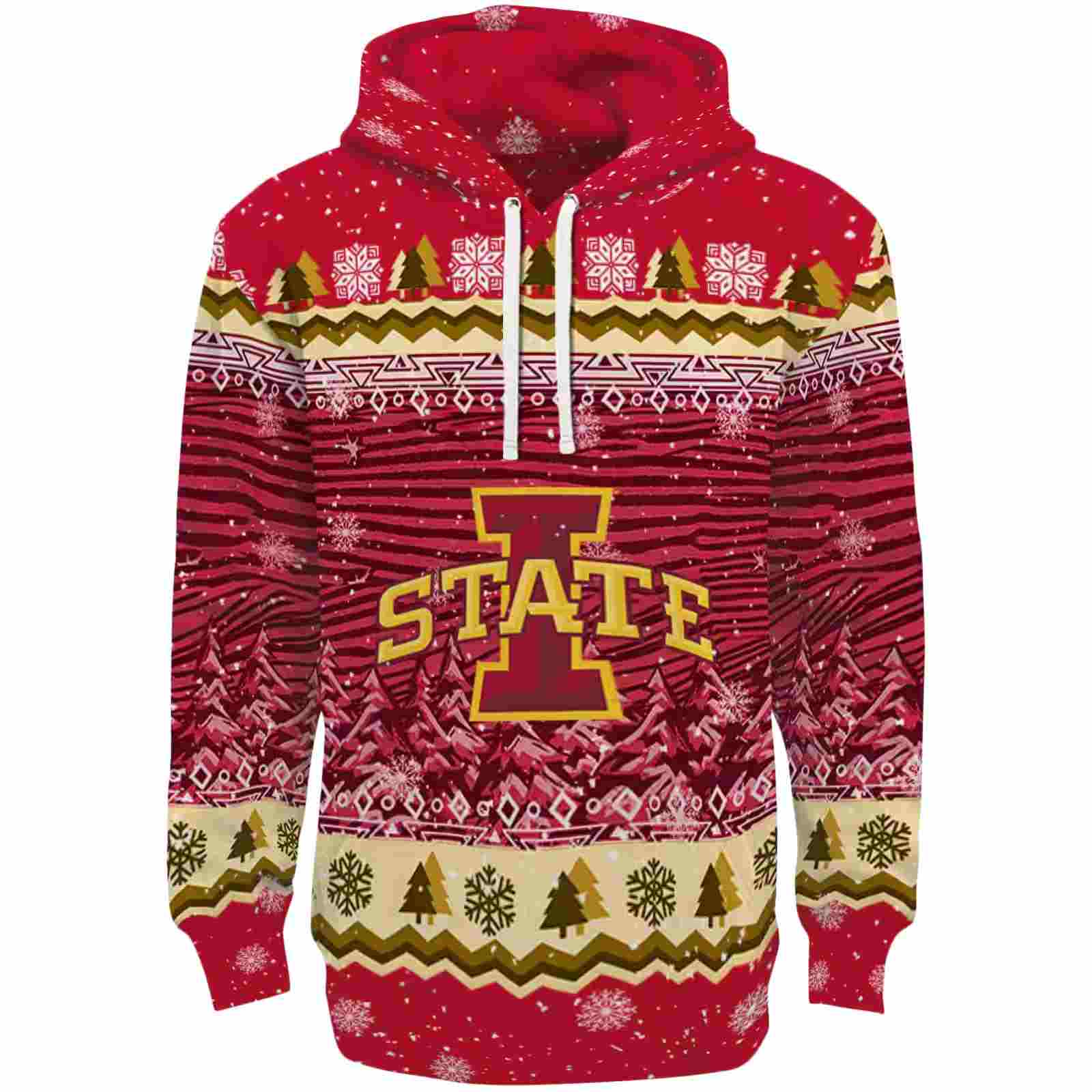 Iowa State Cyclones Christmas Trees Red Hoodie