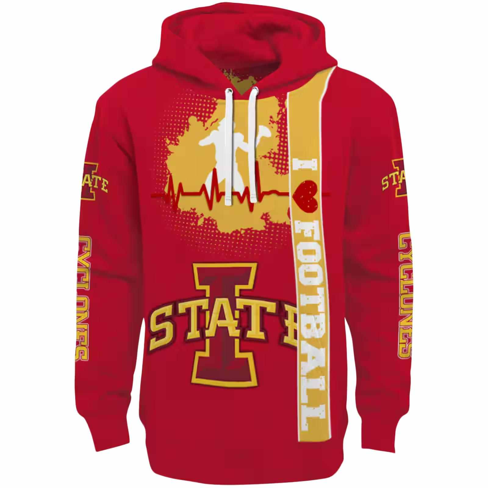 Iowa State Cyclones Football Heartbeat Red Hoodie