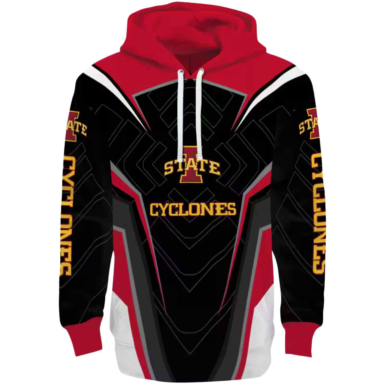 Iowa State Cyclones Futuristic Pattern Red Black Hoodie
