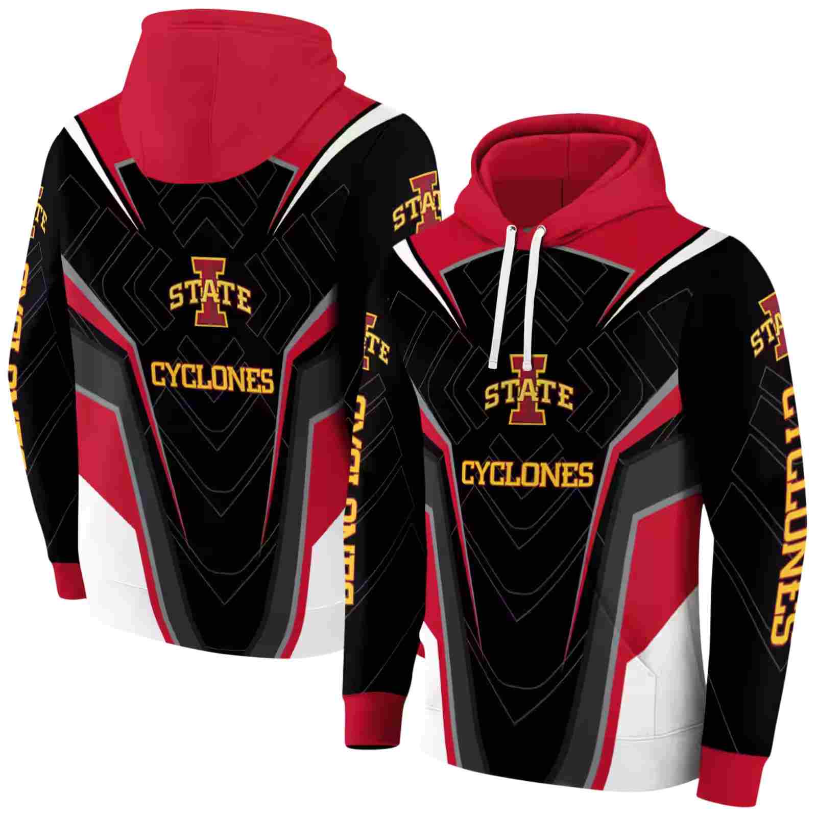 iowa state cyclones futuristic pattern red black hoodie fashion forward