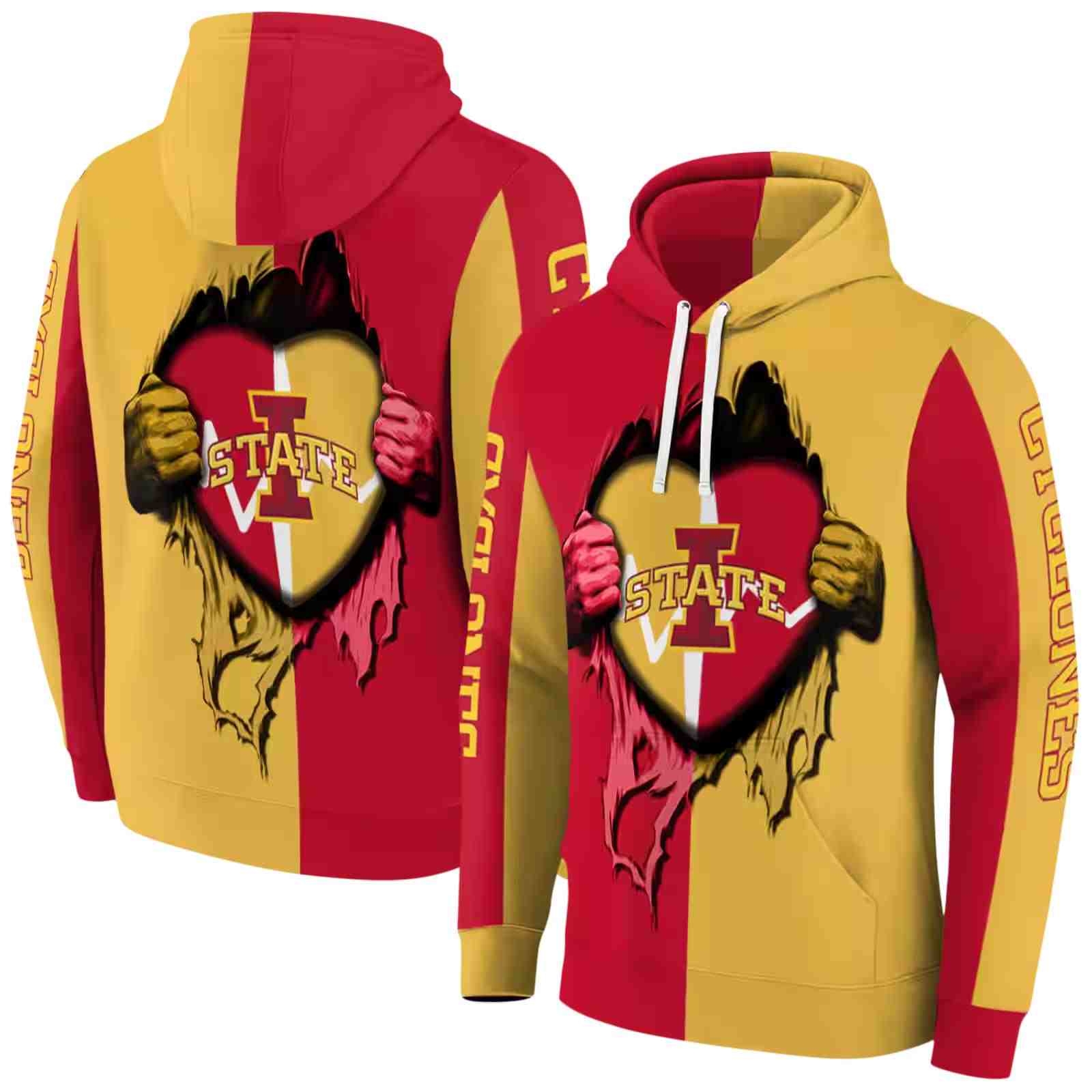 iowa state cyclones heartbeat graphic red hoodie fashion forward