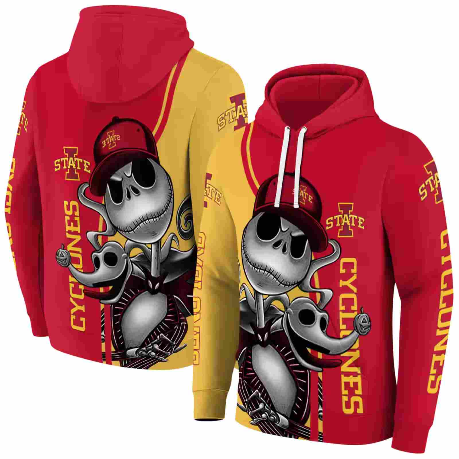 iowa state cyclones jack skellington red hoodie fashion forward