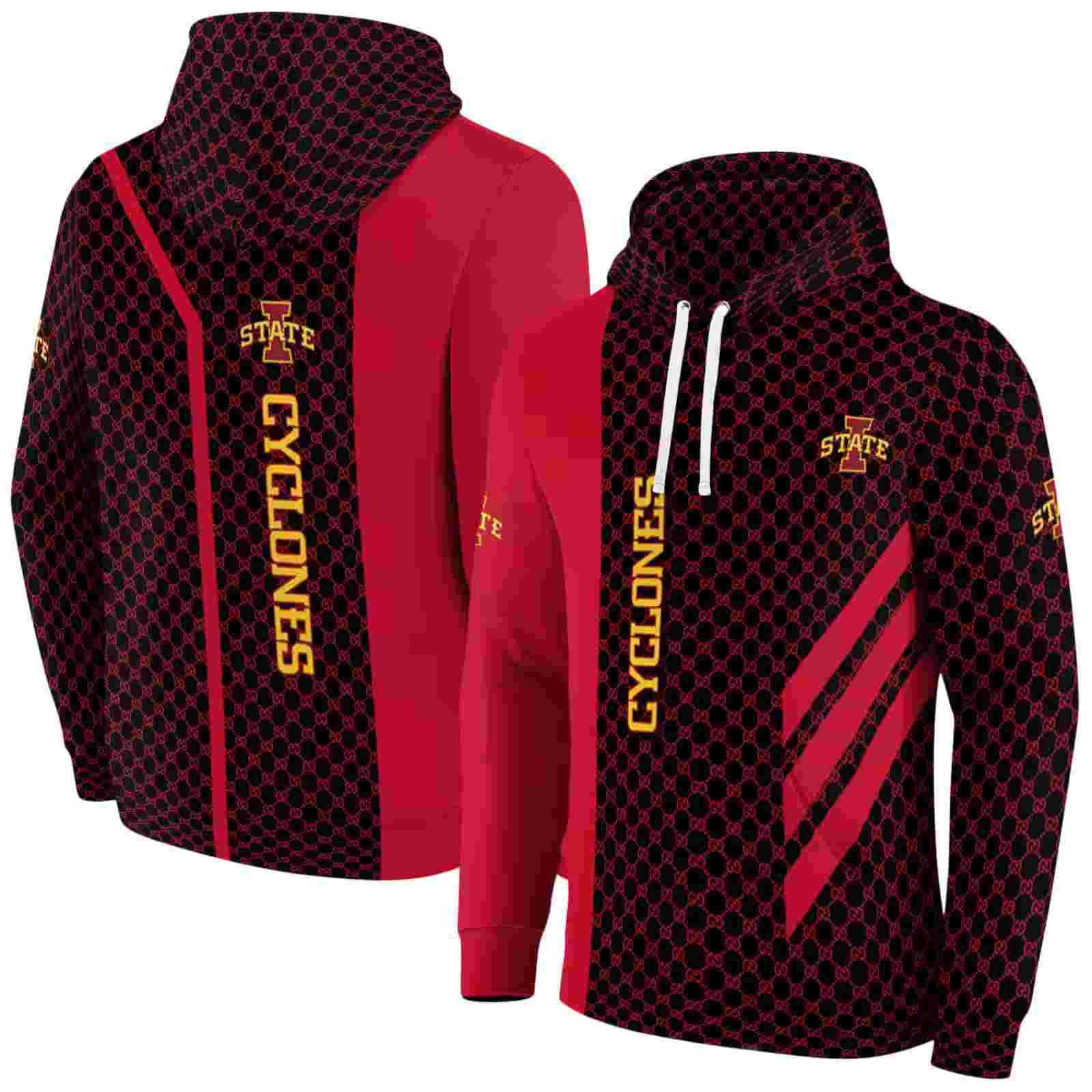iowa state cyclones monogram pattern red hoodie fashion forward