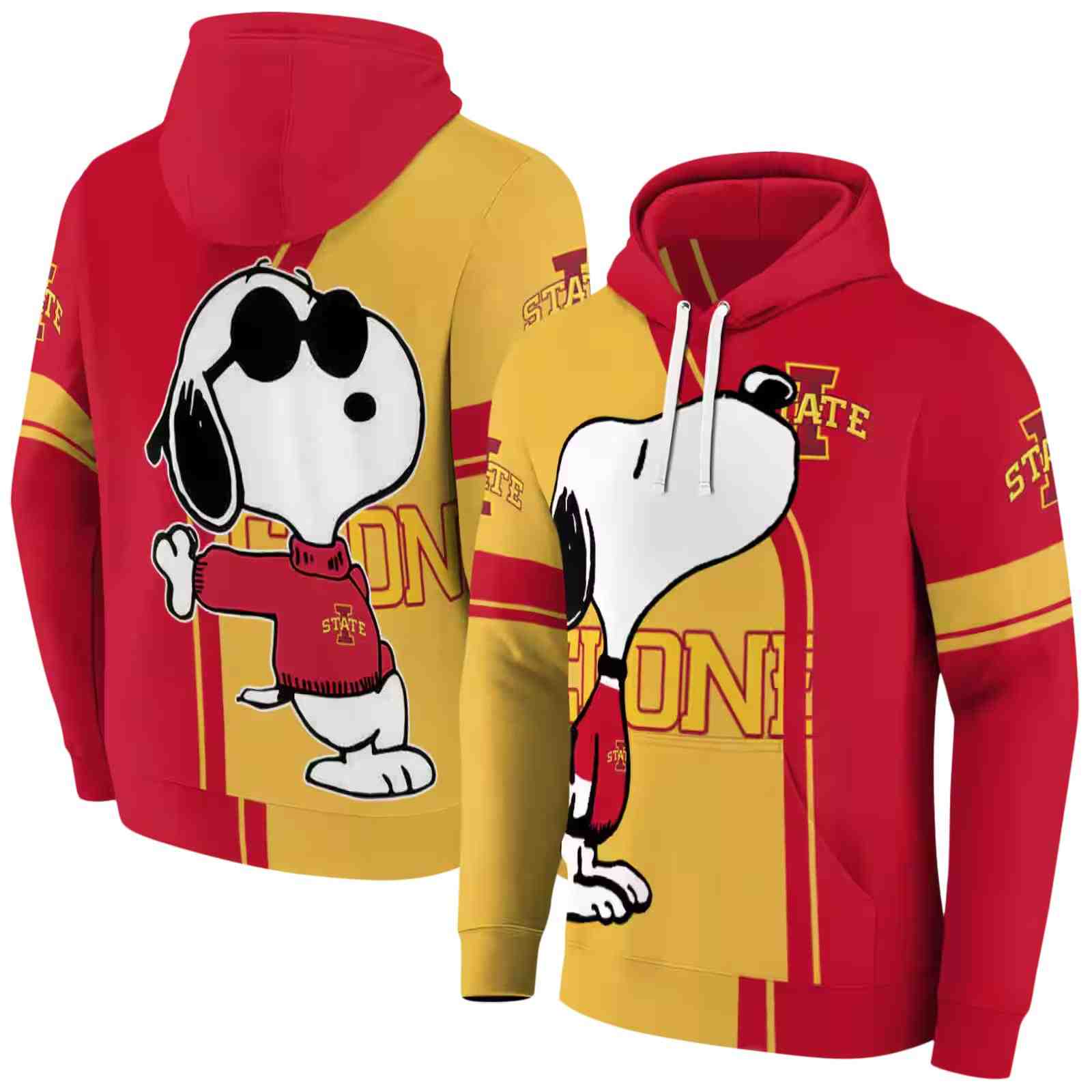 iowa state cyclones playful snoopy red hoodie fashion forward