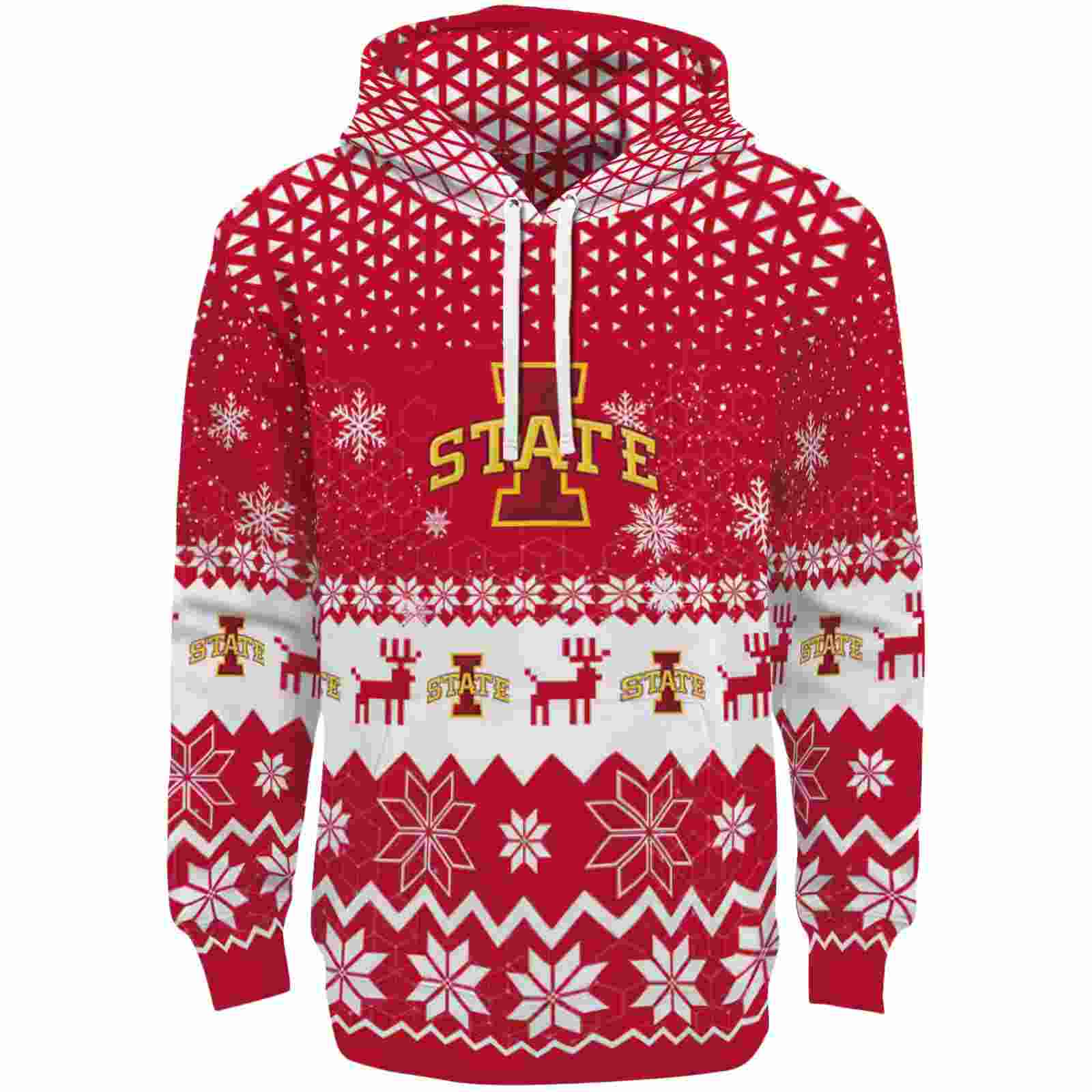 Iowa State Cyclones Reindeer Motif Red Hoodie