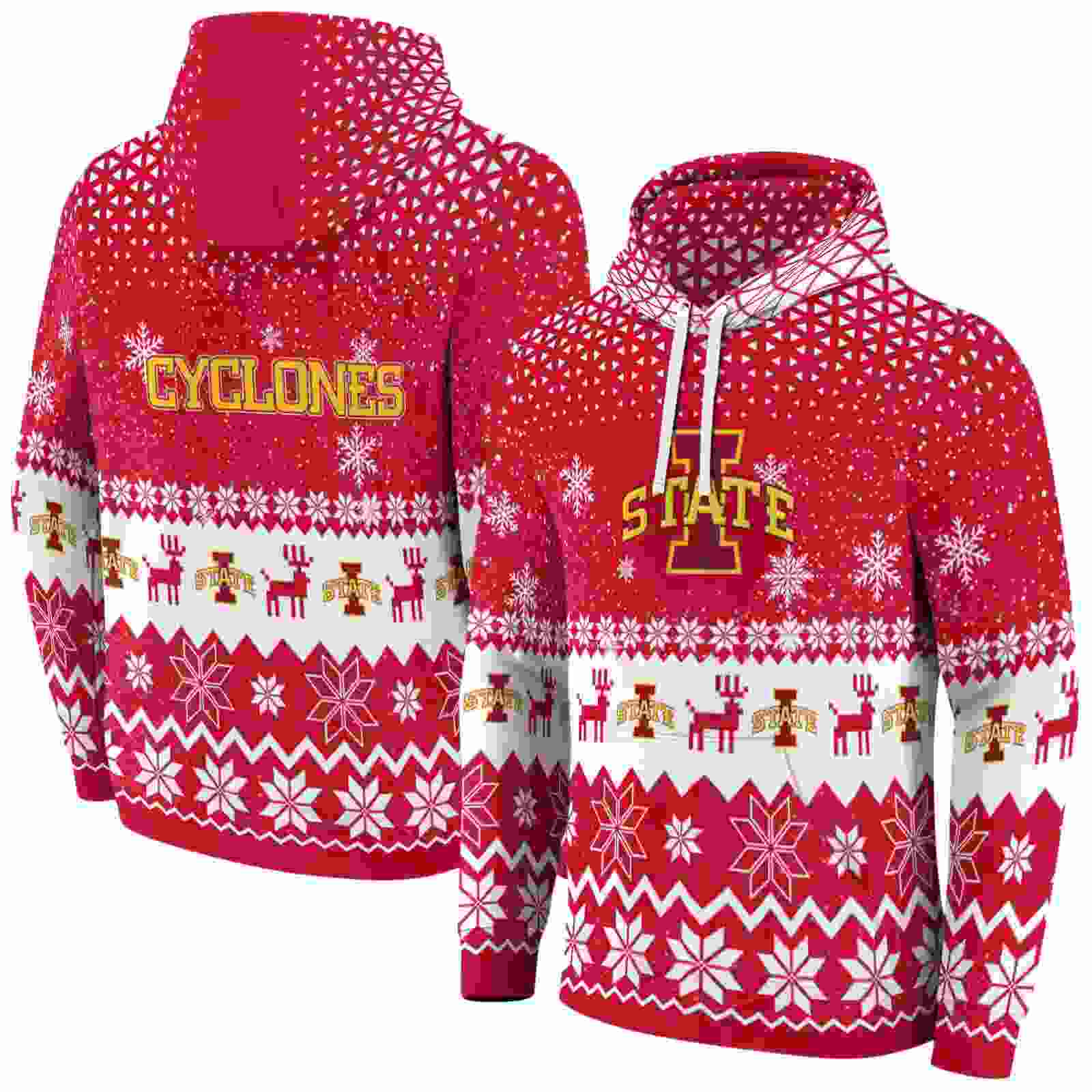 iowa state cyclones reindeer motif red hoodie fashion forward