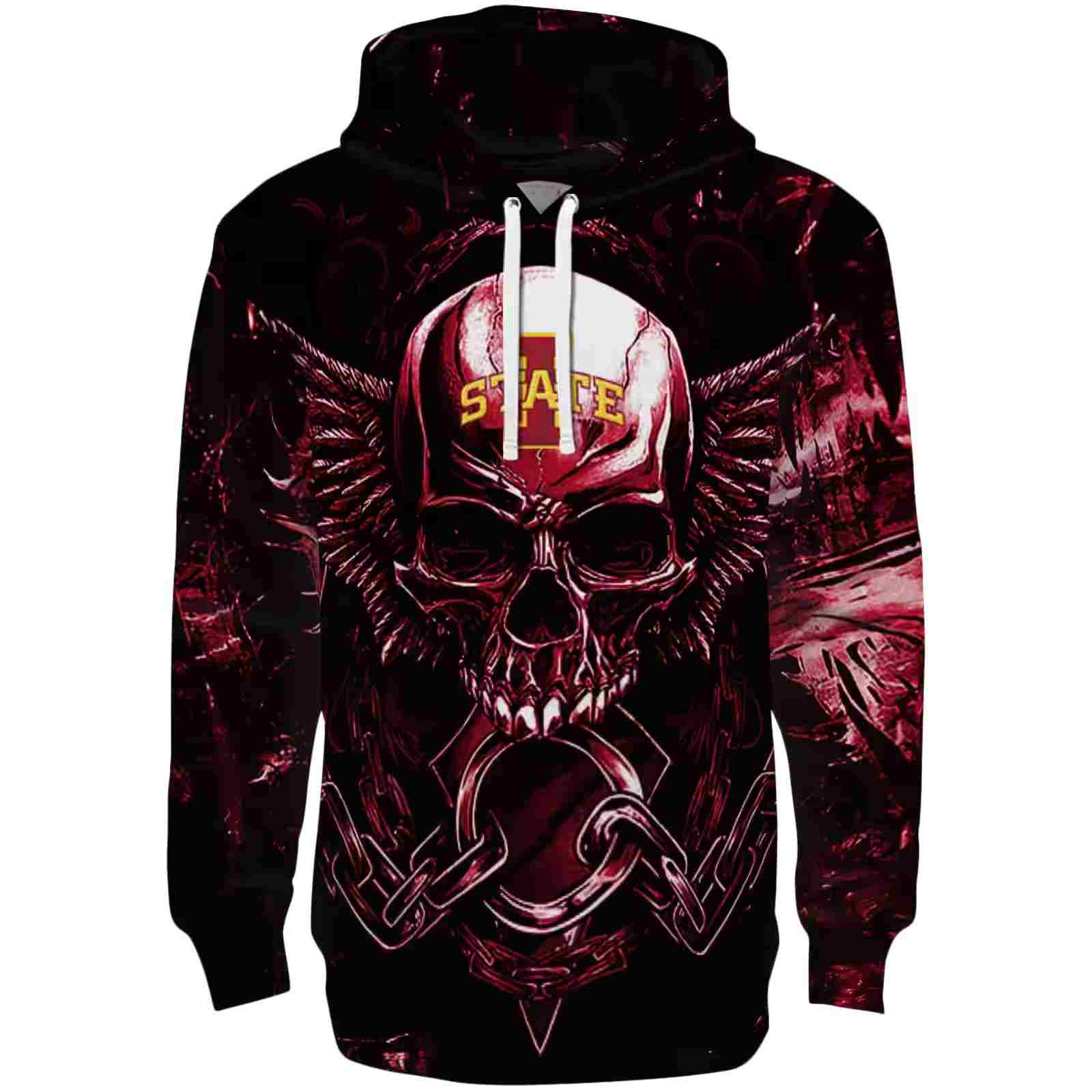 Iowa State Cyclones Skull Artwork Red Black Hoodie