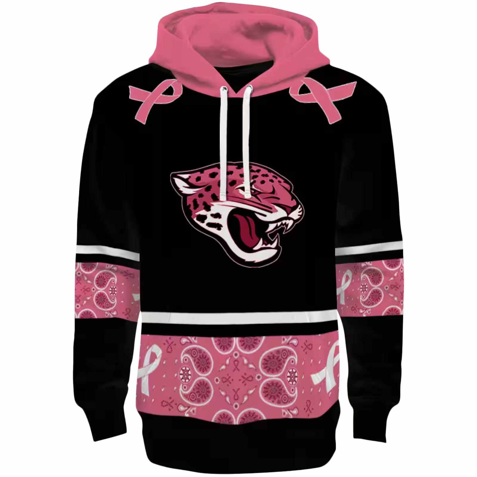 Jacksonville Jaguars Awareness Ribbon Black Pink Hoodie