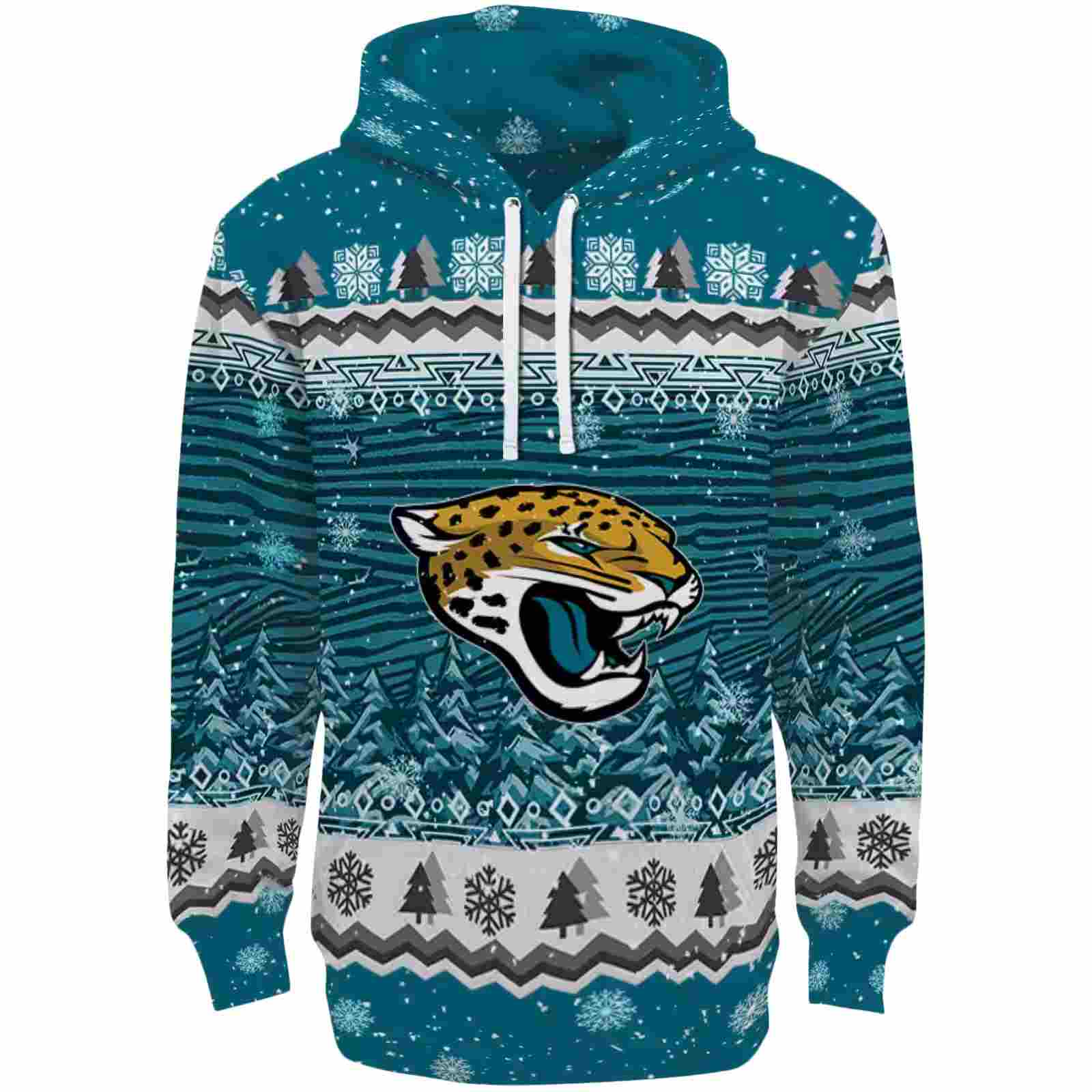 Jacksonville Jaguars Christmas Trees Teal Hoodie