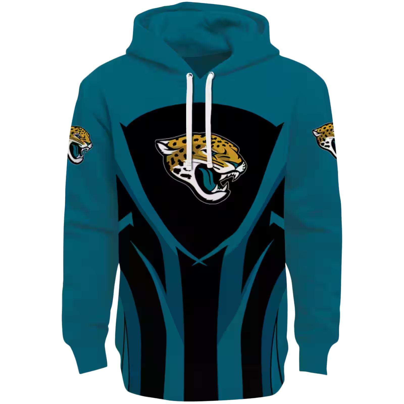 Jacksonville Jaguars Concentric Lines Teal Black Hoodie