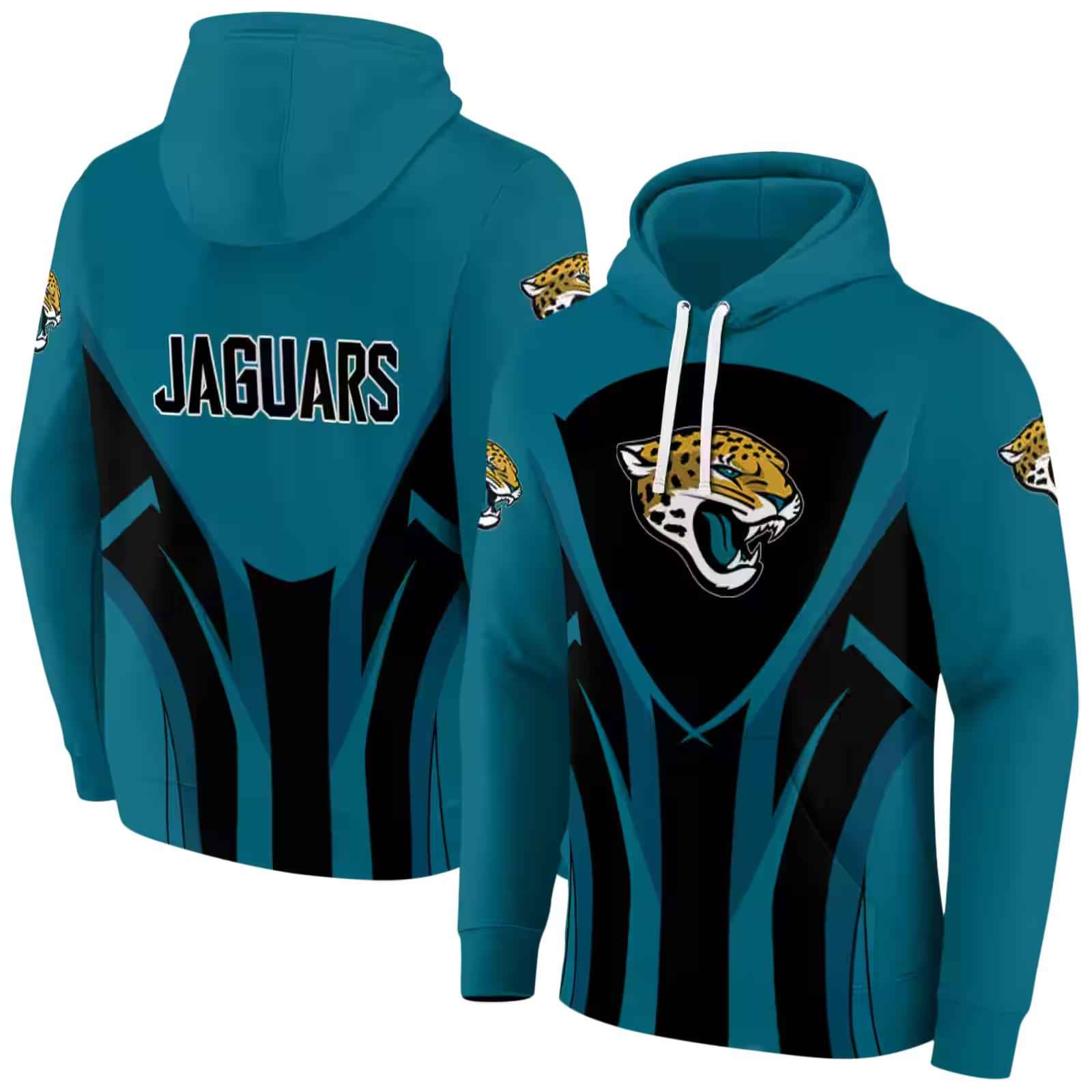 jacksonville jaguars concentric lines teal black hoodie fashion forward