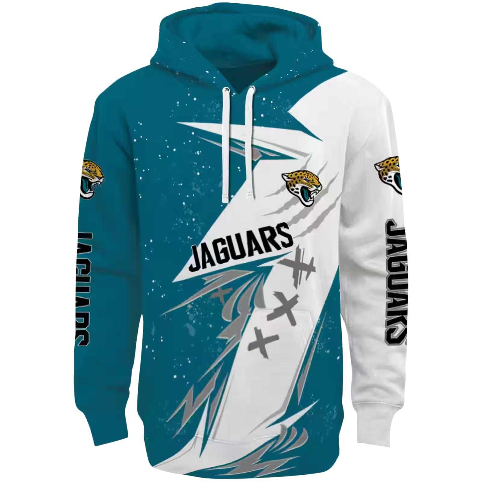 Jacksonville Jaguars Dynamic Slash Teal White Hoodie