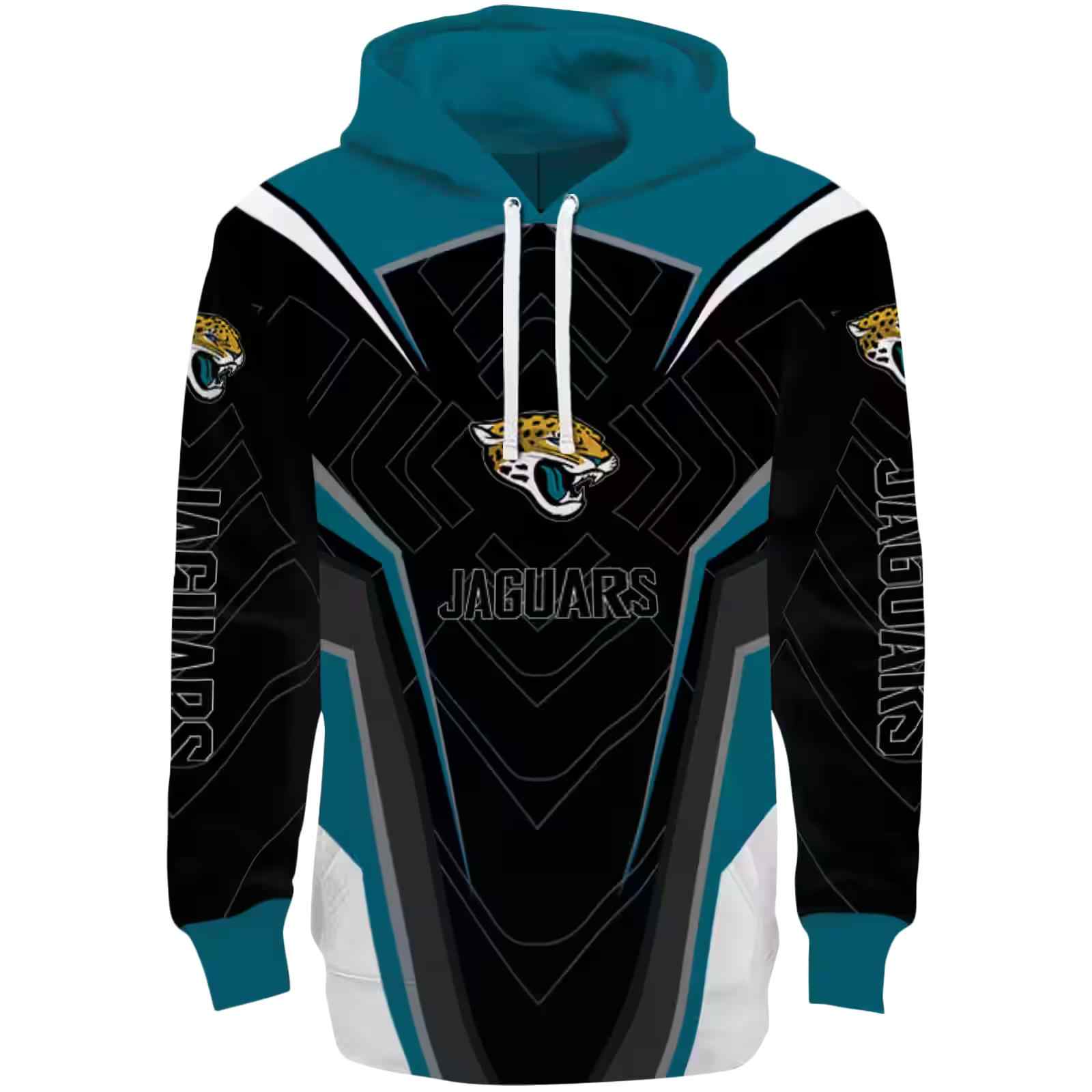 Jacksonville Jaguars Futuristic Pattern Teal Black Hoodie