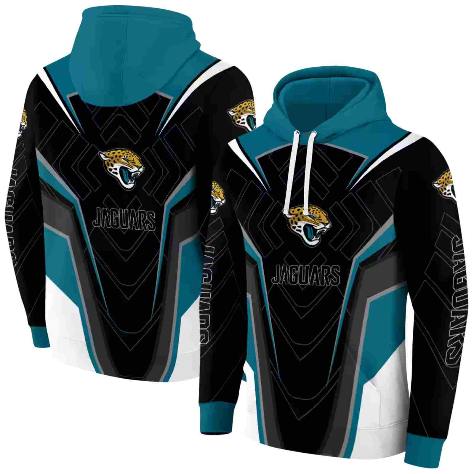 jacksonville jaguars futuristic pattern teal black hoodie fashion forward