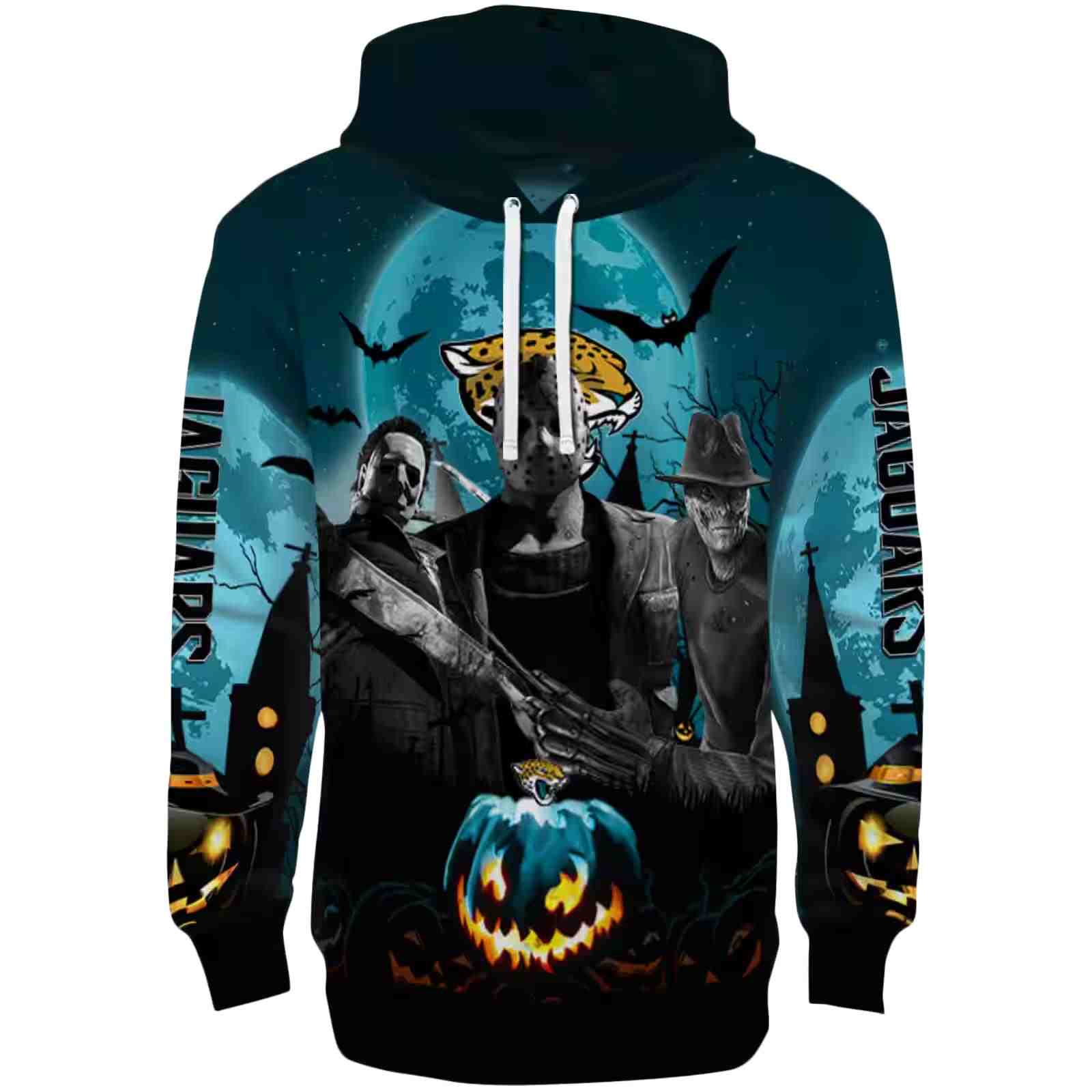 Jacksonville Jaguars Halloween Vibes Teal Black Hoodie