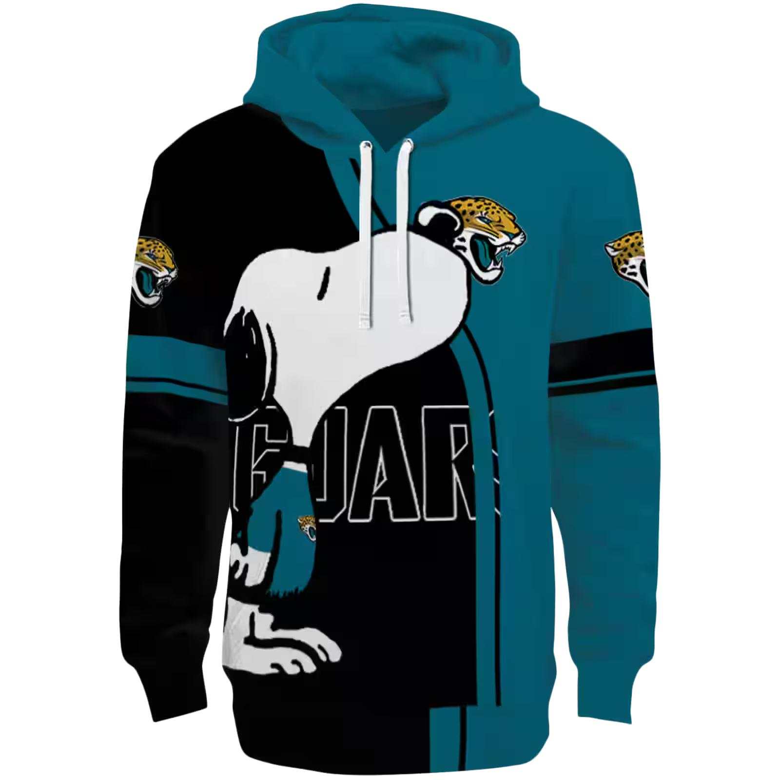 Jacksonville Jaguars Playful Snoopy Teal Hoodie