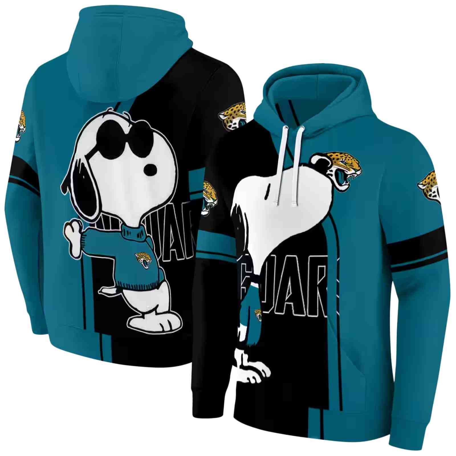 jacksonville jaguars playful snoopy teal hoodie fashion forward