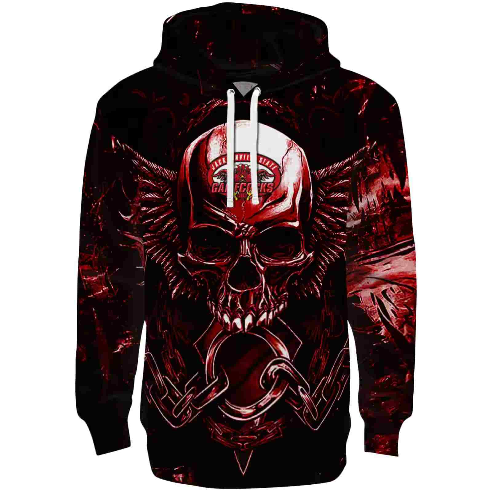 Jacksonville State Gamecocks Skull Artwork Red Black Hoodie