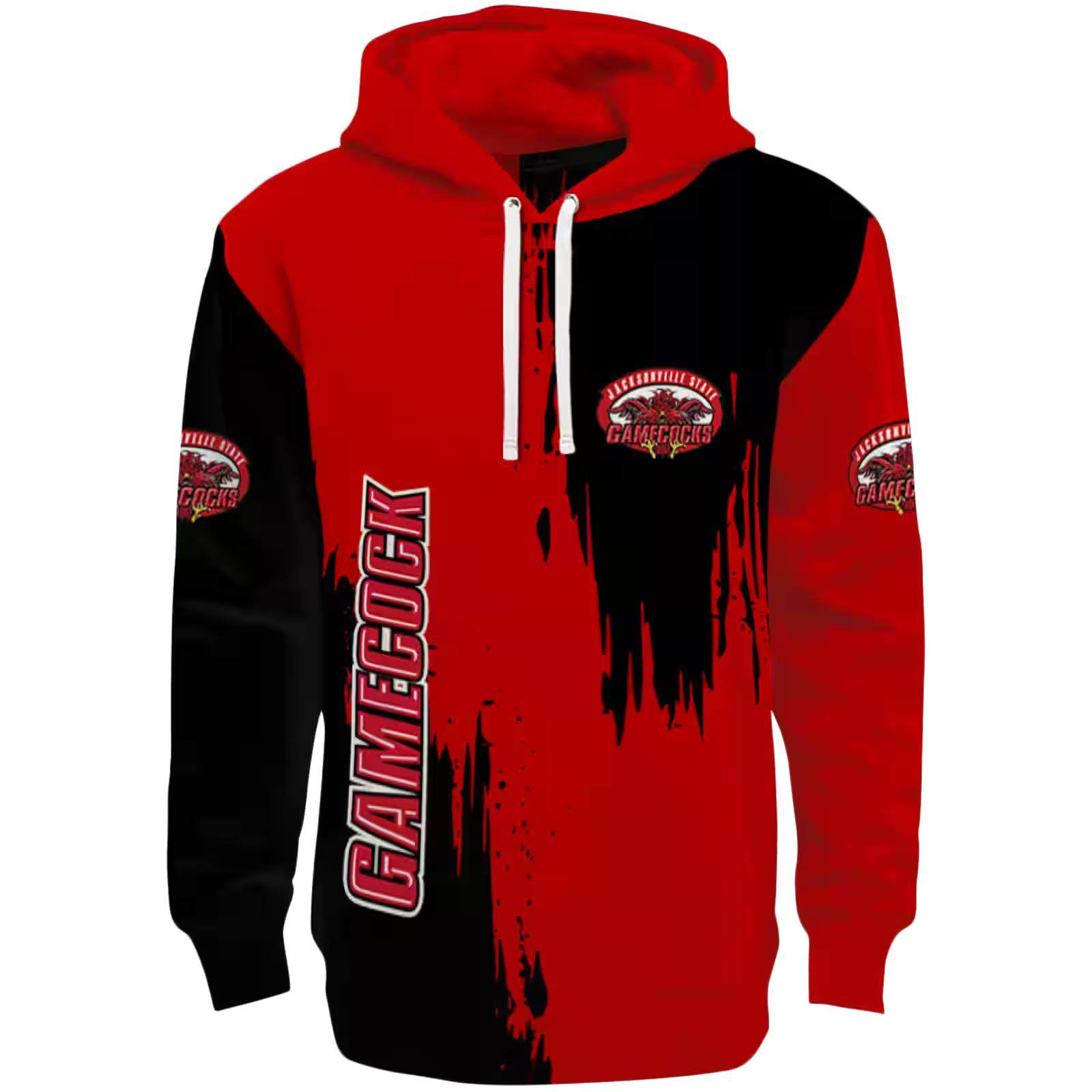Jacksonville State Gamecocks Splatter Effect Red Hoodie