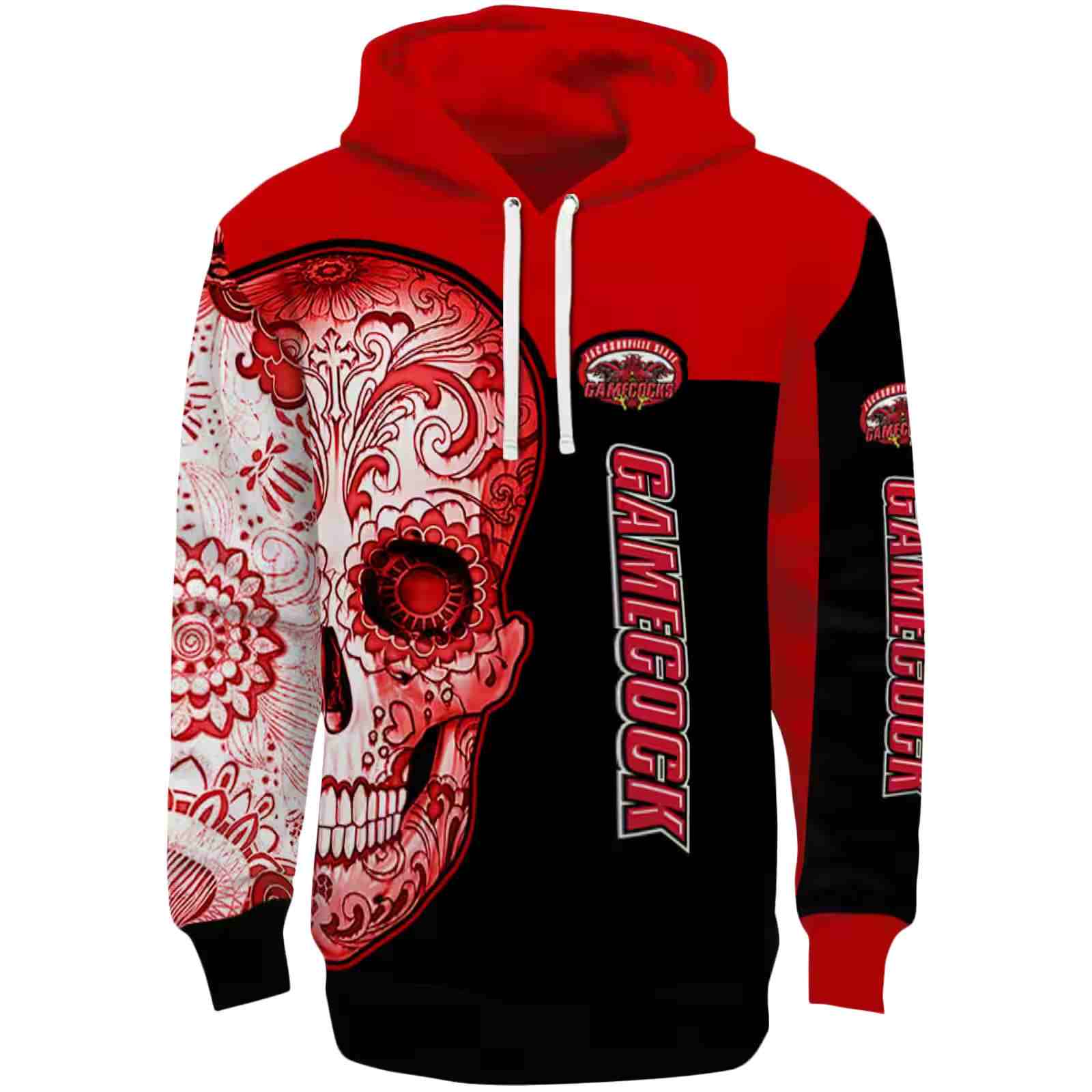 Jacksonville State Gamecocks Sugar Skull Red Black Hoodie